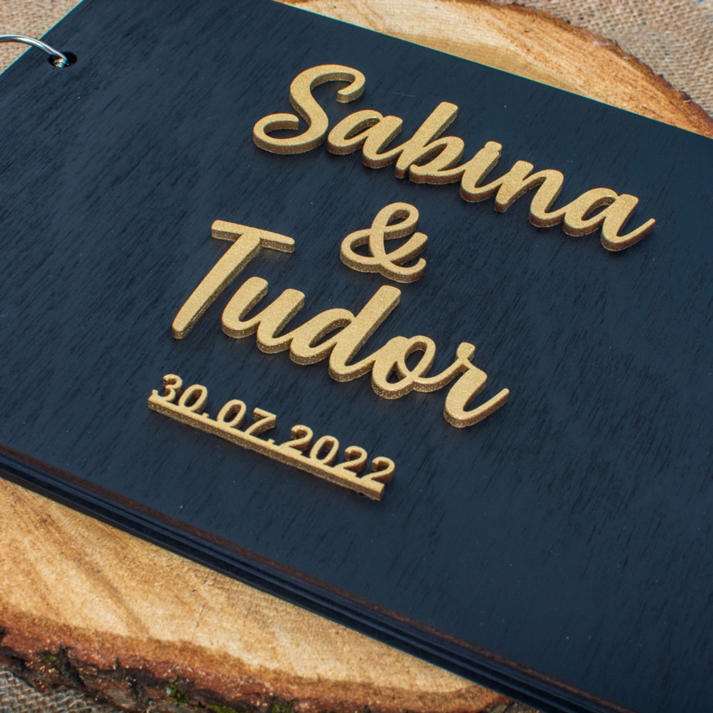 Album Foto GuestBook Nunta HH1588 Personalizat din lemn Negru 30 x 21