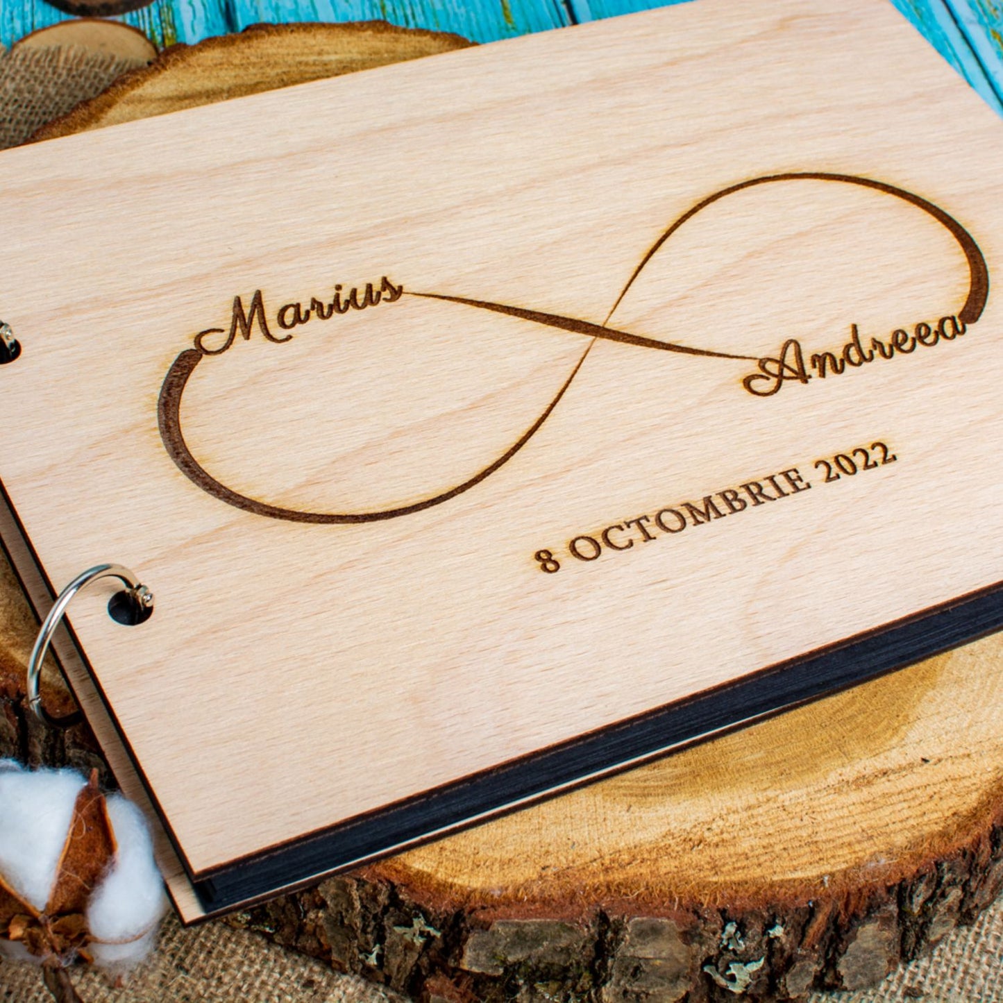 Album Foto GuestBook Nunta HH1615 Personalizat din lemn Infinit 30 x 21 cm