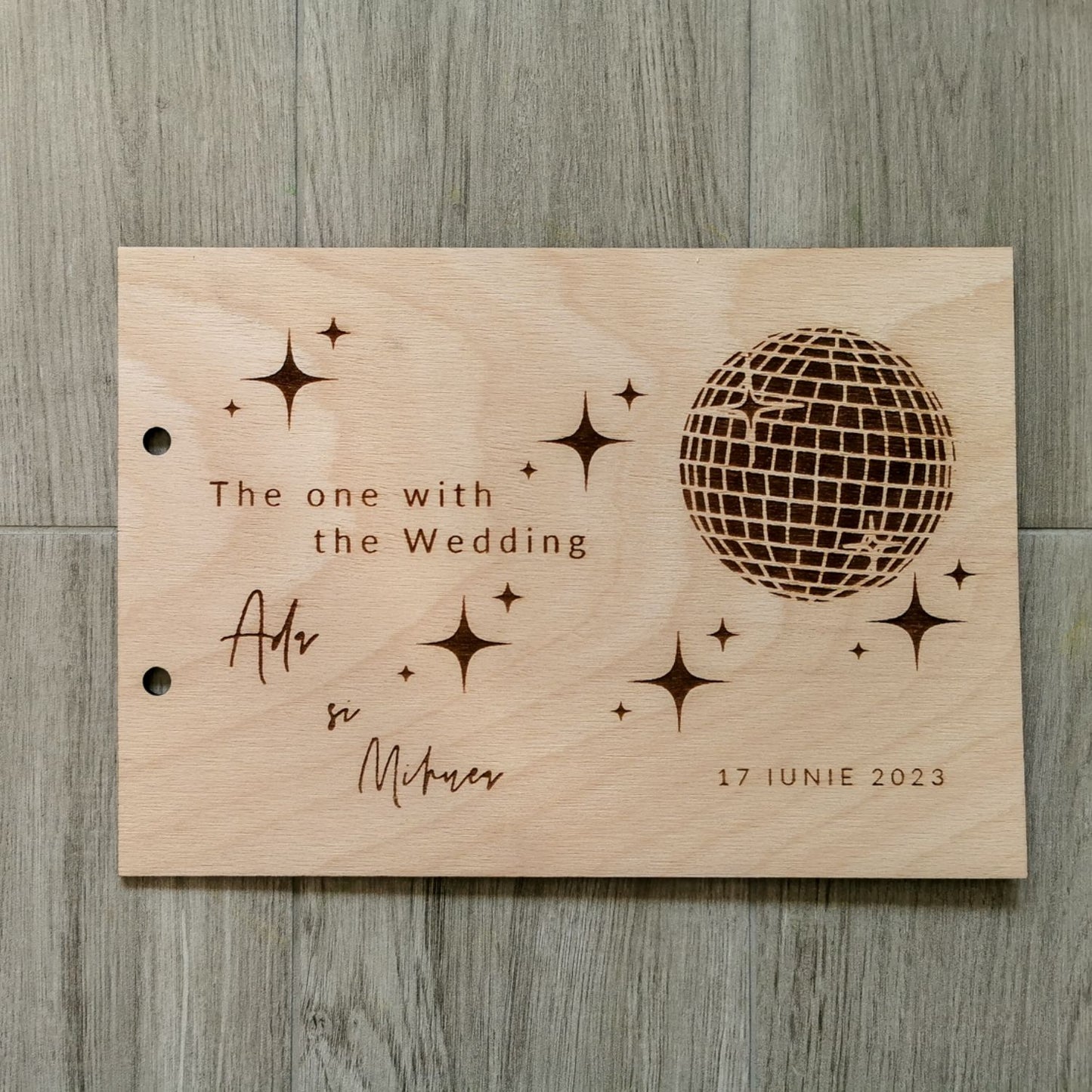 Album Foto GuestBook Nunta HH1641 Model Stele Personalizat din lemn 30 x 21 cm