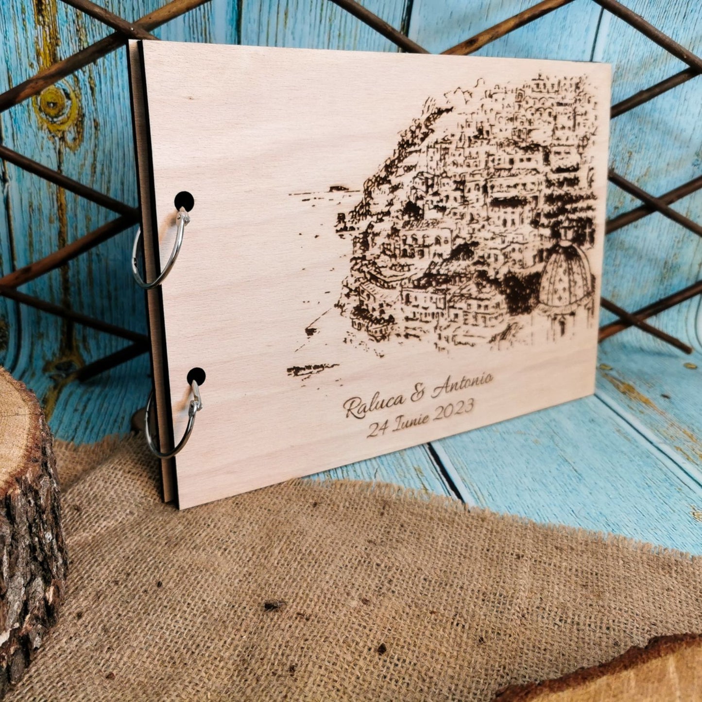 Album Foto GuestBook Nunta HH1642 Model Oras Personalizat din lemn 30 x 21 cm