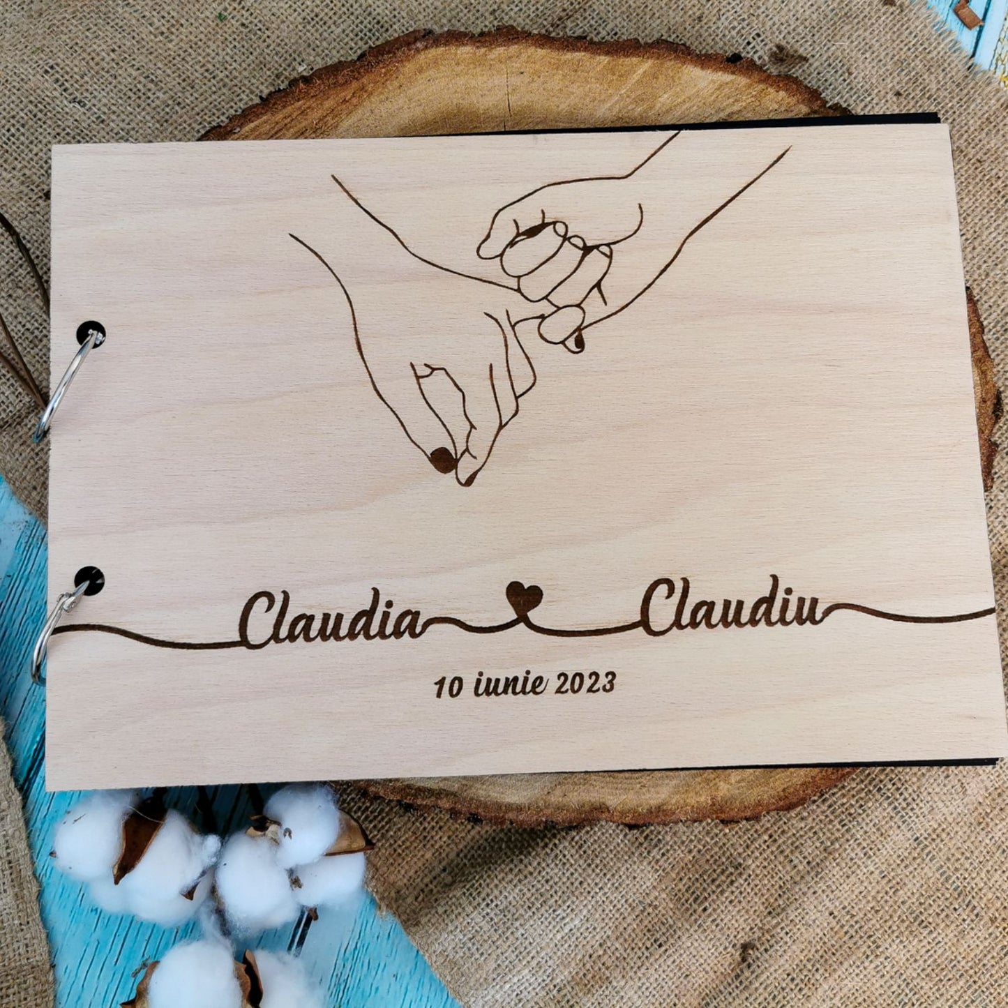 Album Foto GuestBook Nunta HH1643 Personalizat din lemn Atingere 30 x 21 cm