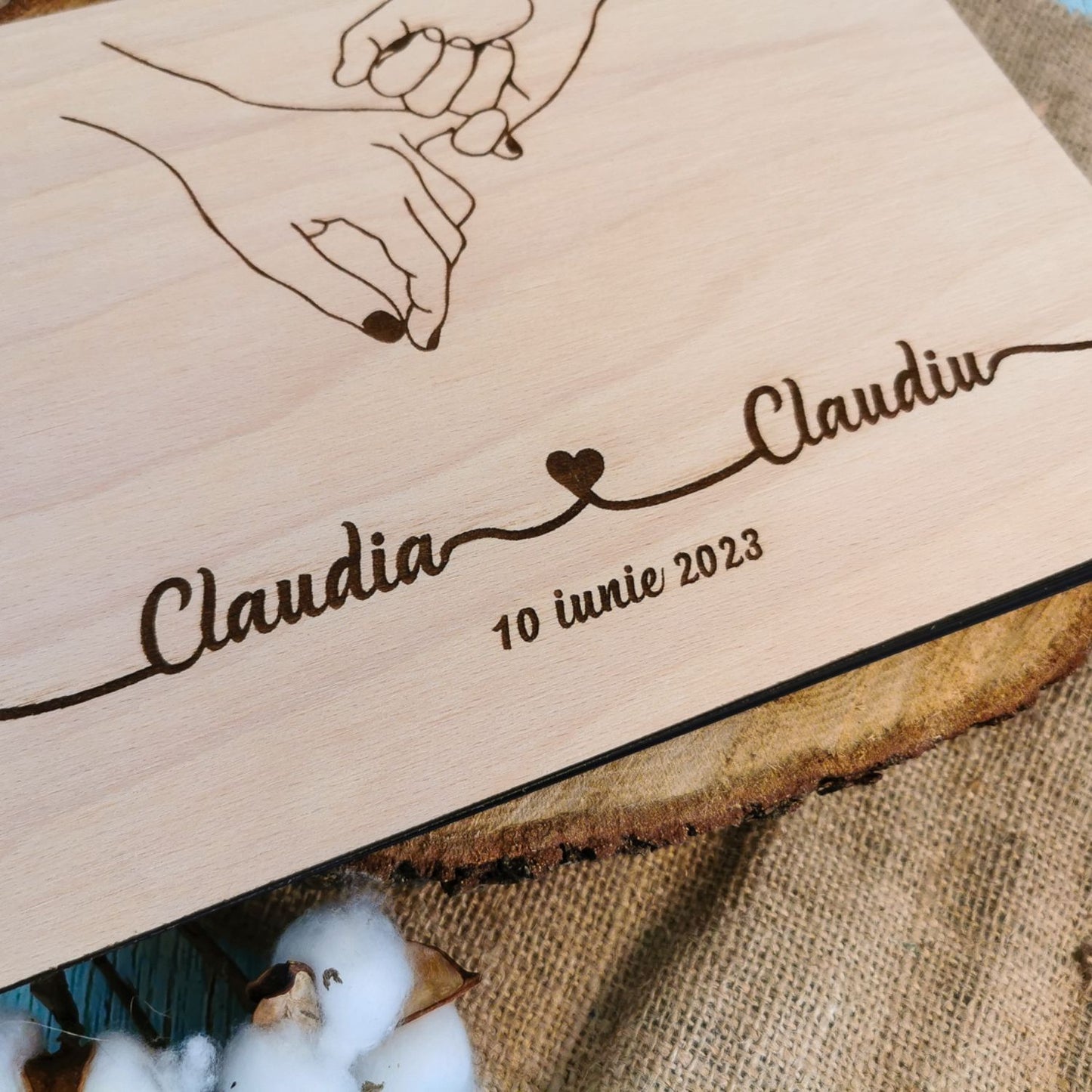 Album Foto GuestBook Nunta HH1643 Personalizat din lemn Atingere 30 x 21 cm