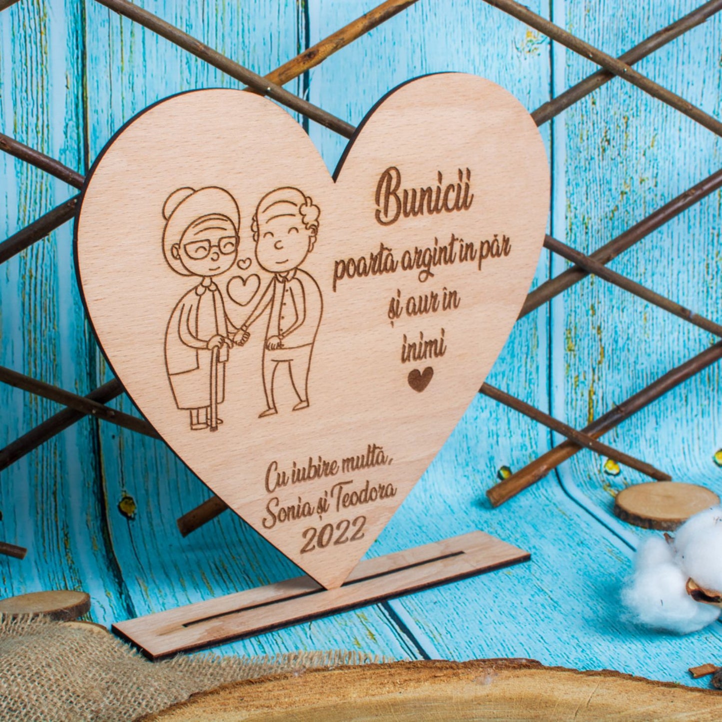 Decor din Lemn HH1584 Personalizat pentru Bunici din partea Nepotilor