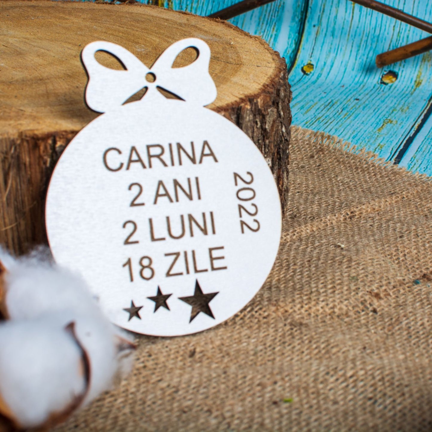 Glob de Craciun cu Detaliile Copilului HH1629 din Lemn Model Stele