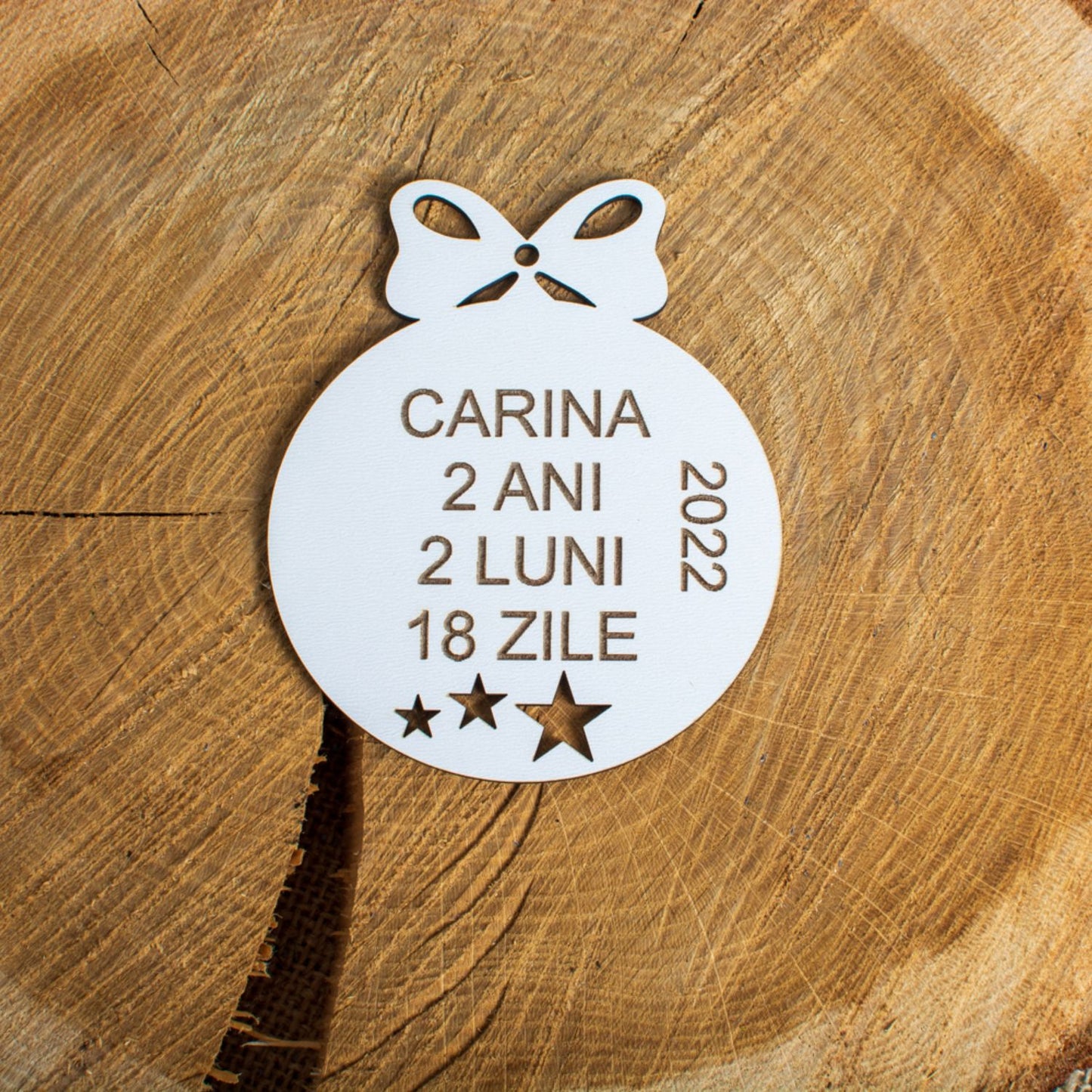 Glob de Craciun cu Detaliile Copilului HH1629 din Lemn Model Stele