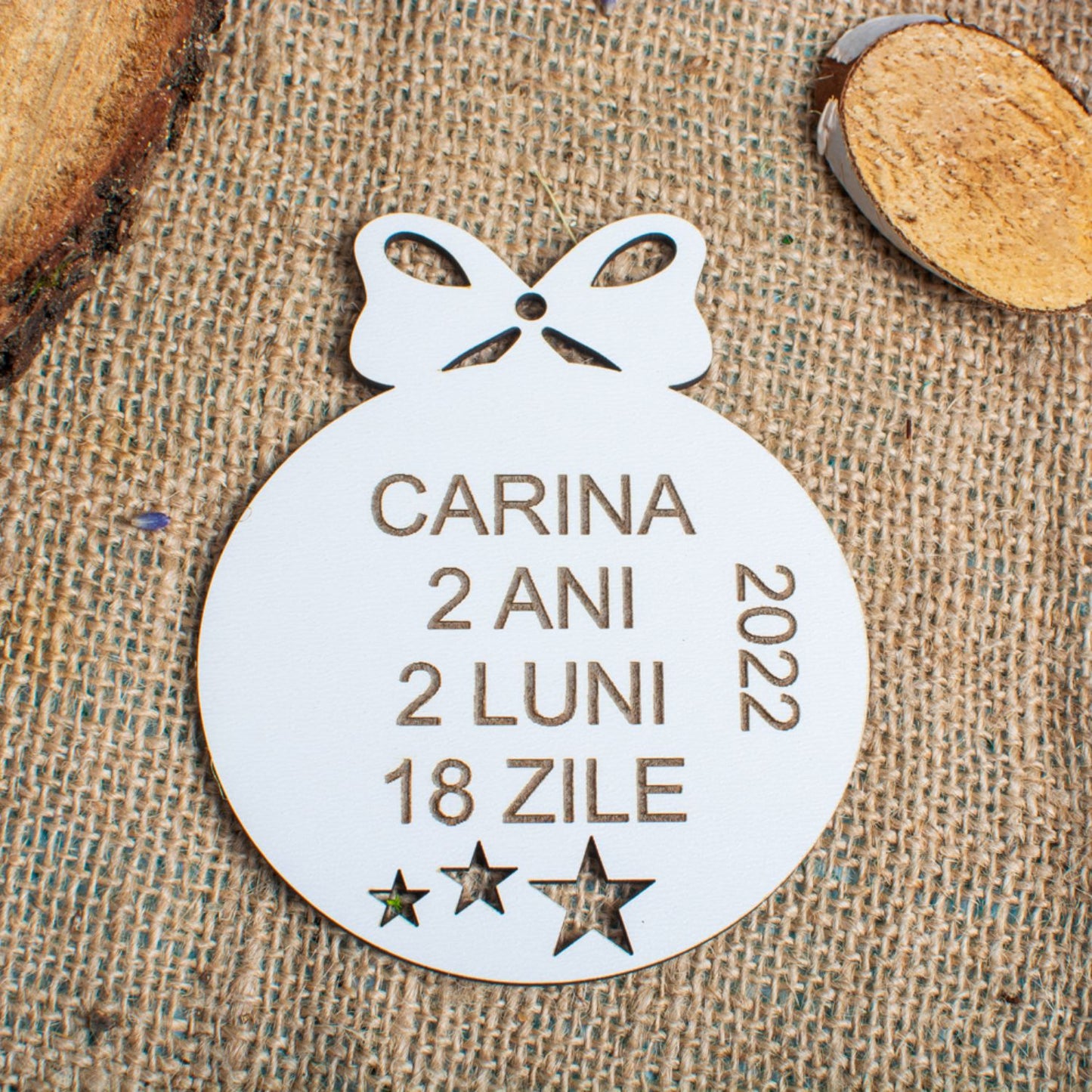Glob de Craciun cu Detaliile Copilului HH1629 din Lemn Model Stele