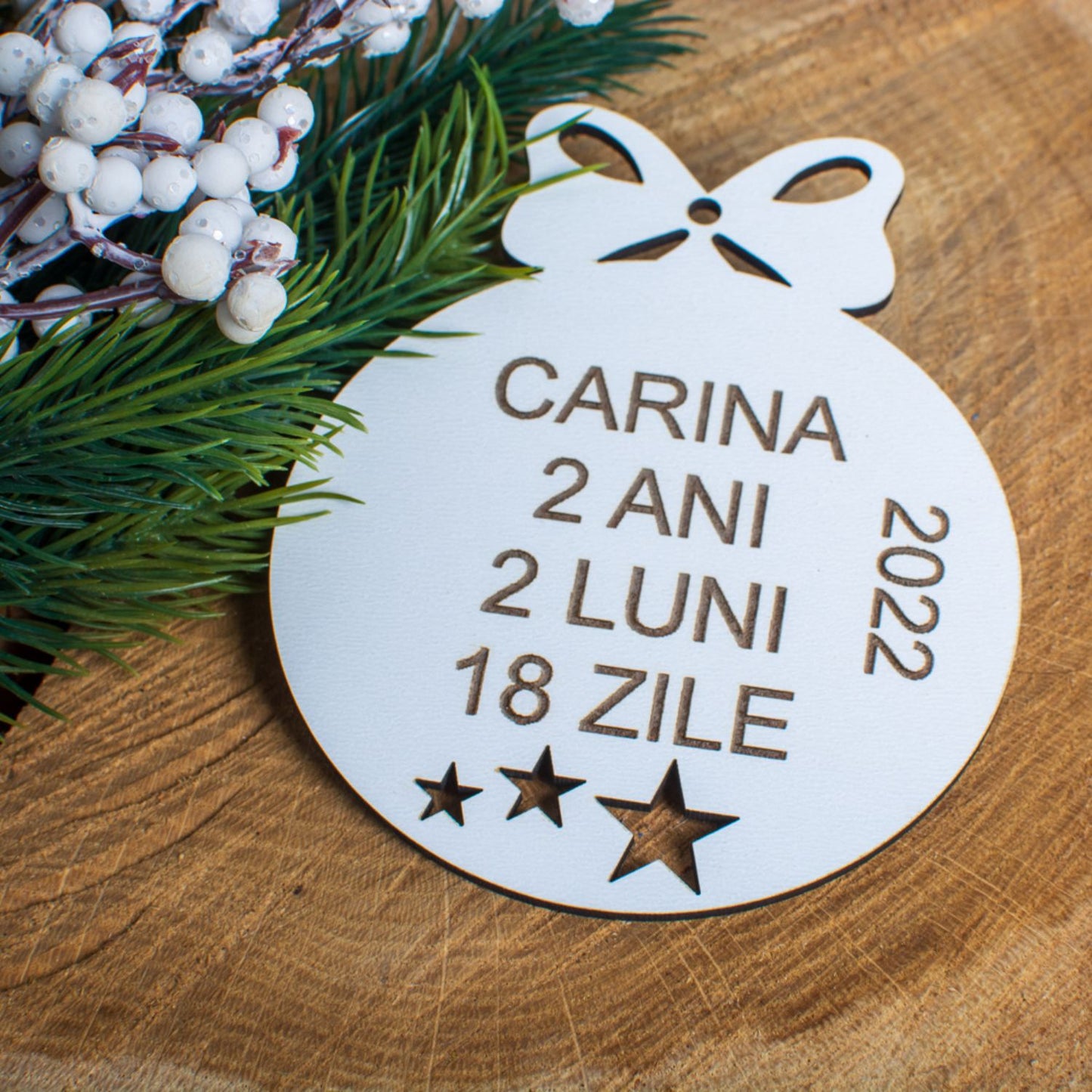 Glob de Craciun cu Detaliile Copilului HH1629 din Lemn Model Stele