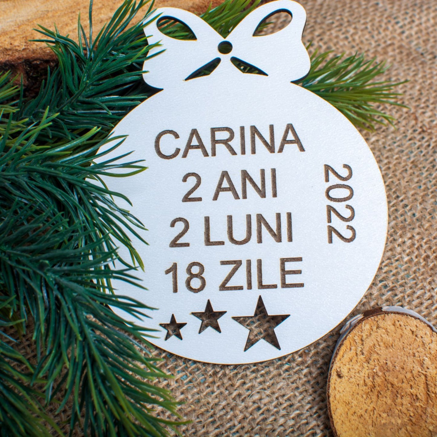 Glob de Craciun cu Detaliile Copilului HH1629 din Lemn Model Stele