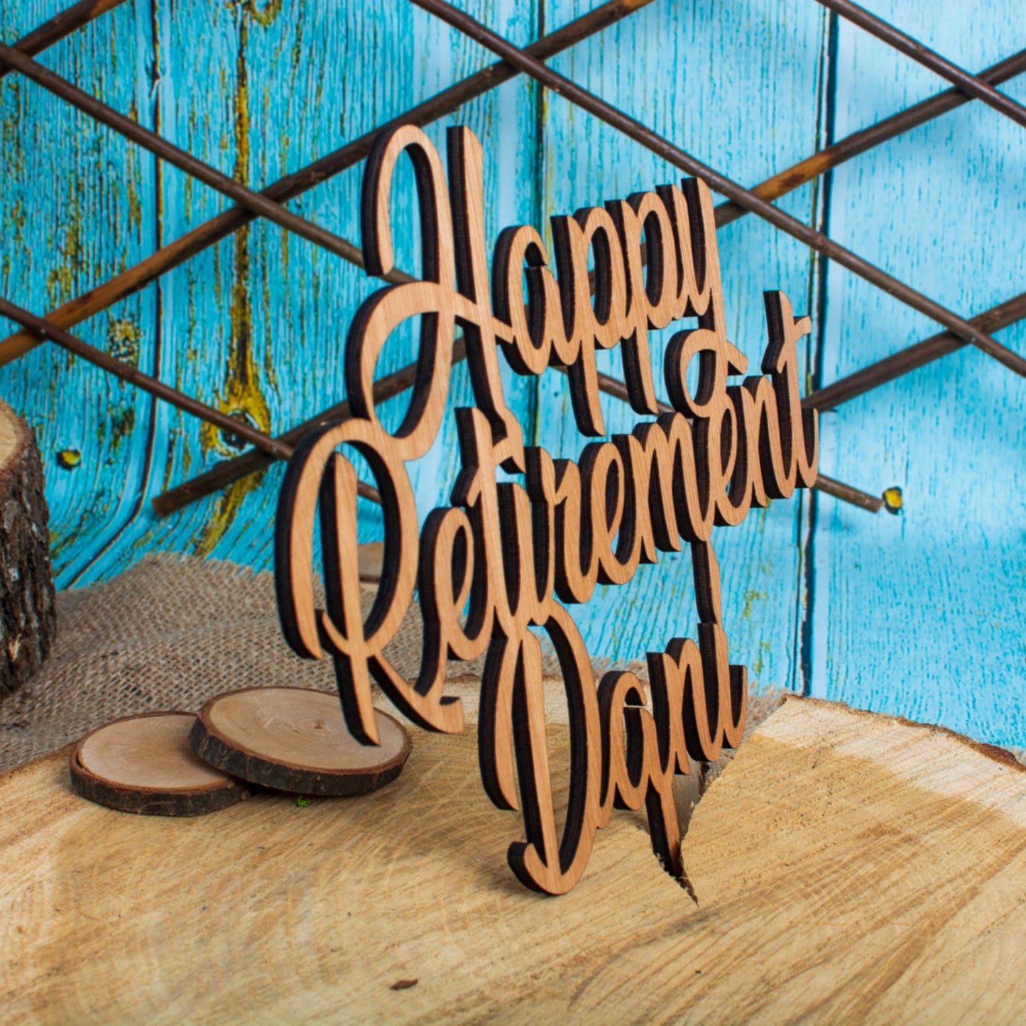 Topper din Lemn HHH1598 Personalizat Aniversare Pensie