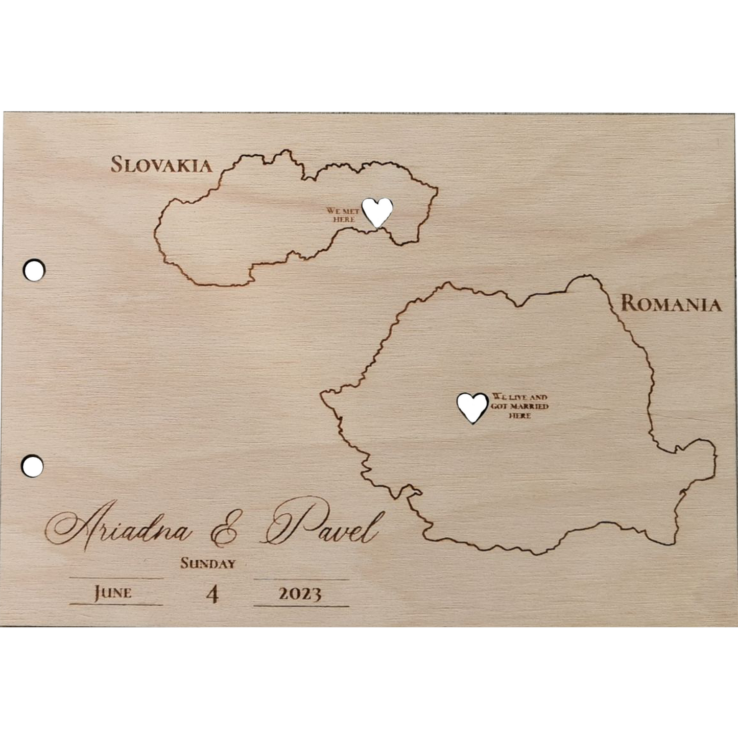 Album Foto GuestBook Nunta HH1644 Personalizat din lemn Locul Nasterii 30 x 21 cm