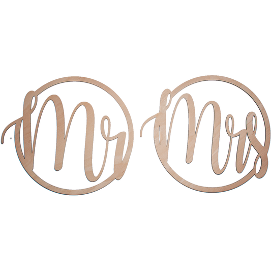 Set Decor Mr si Mrs Nunta HH1599 din Lemn pentru scaun 35 x 35 cm