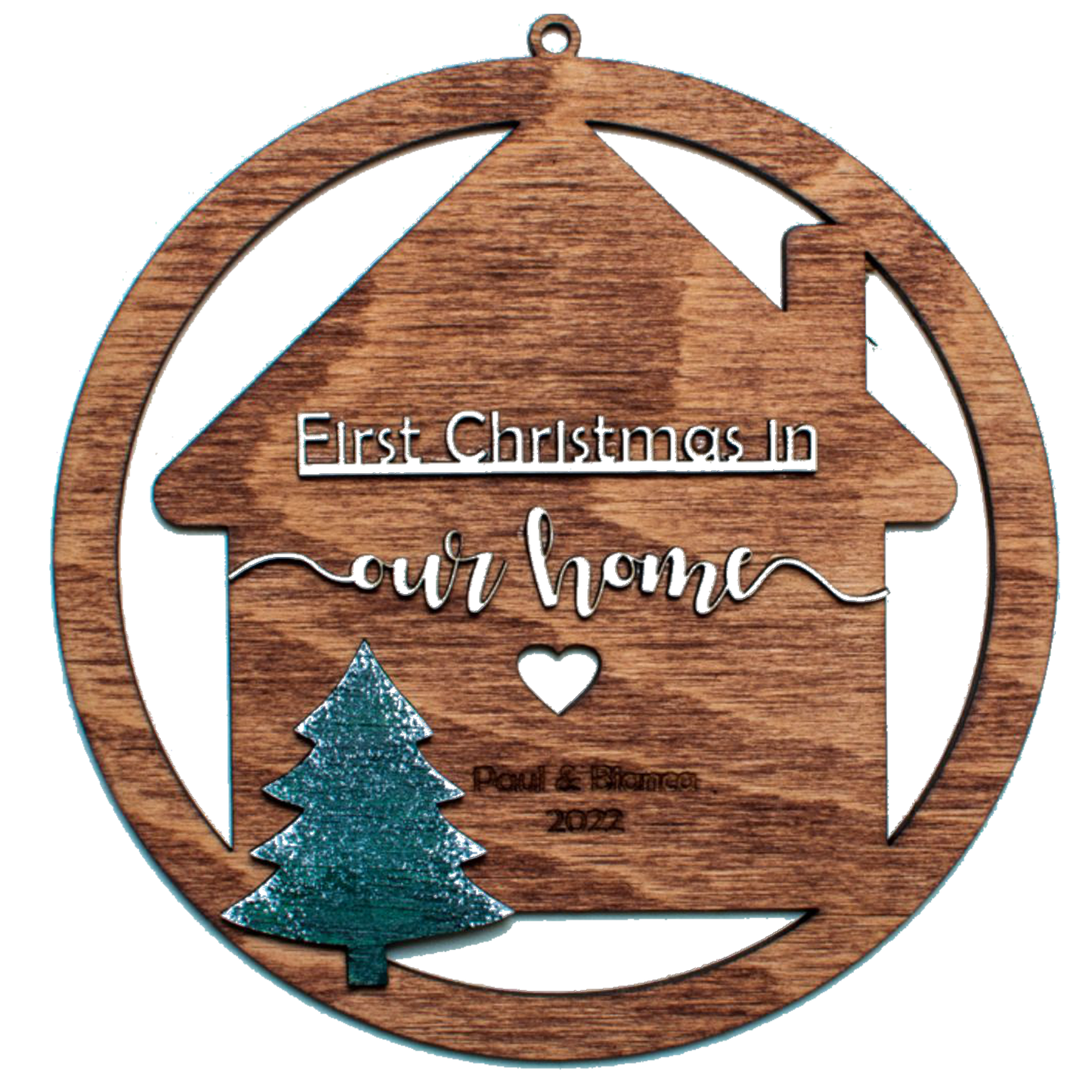 Glob de Craciun cu Nume Personalizat HH1626 din Lemn Model First Christmas Home