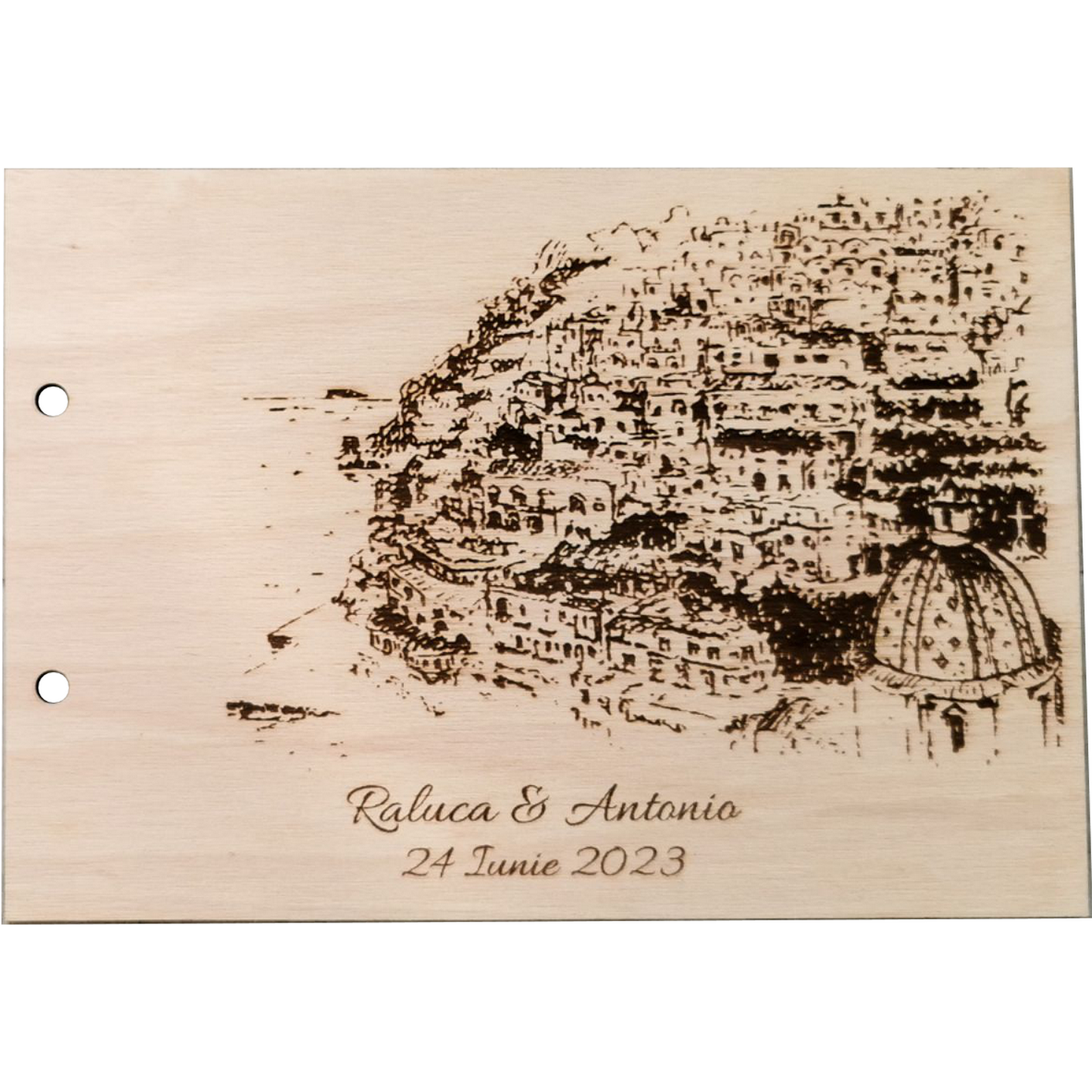 Album Foto GuestBook Nunta HH1642 Model Oras Personalizat din lemn 30 x 21 cm