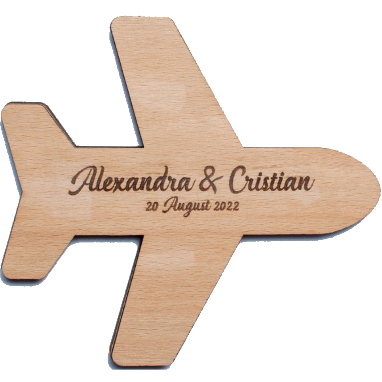 Cutie de Bijuterii Verighete Personalizata HH1595 din Lemn Avion 15x15 cm