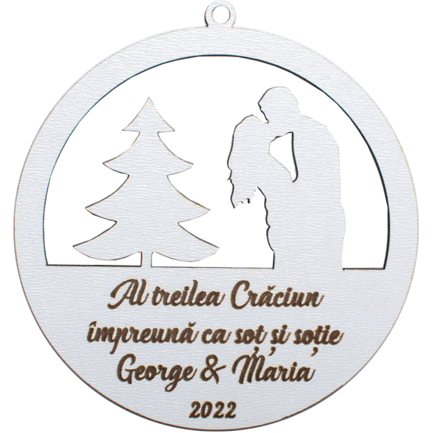 Glob de Craciun cu Nume Personalizat HH1628 din Lemn Model Craciun Impreuna
