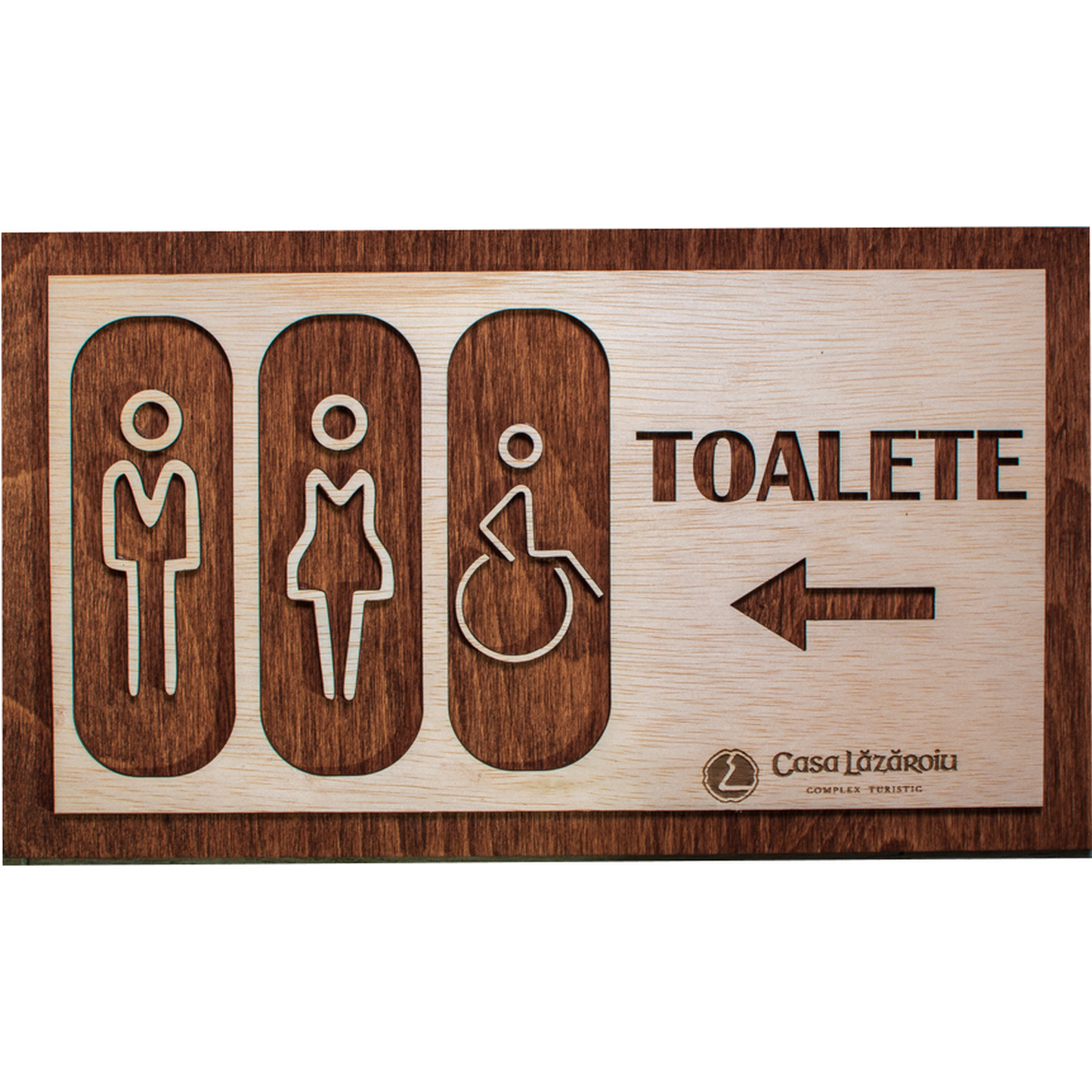 Semn de Toaleta din Lemn HH1645 Personalizat 35 x 20 cm