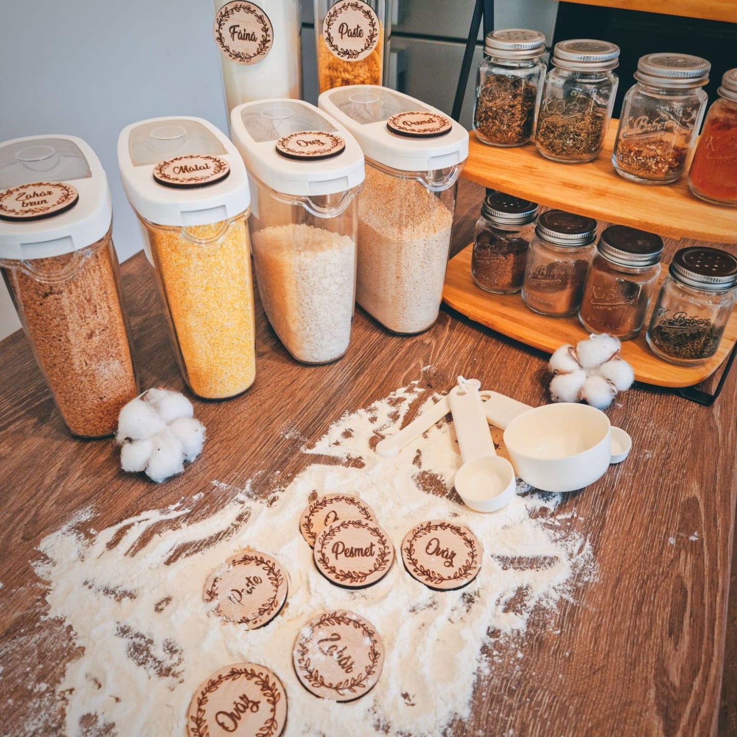 Accesoriu Organizare Personalizat HH1560 Ingrediente din lemn 5x5 cm