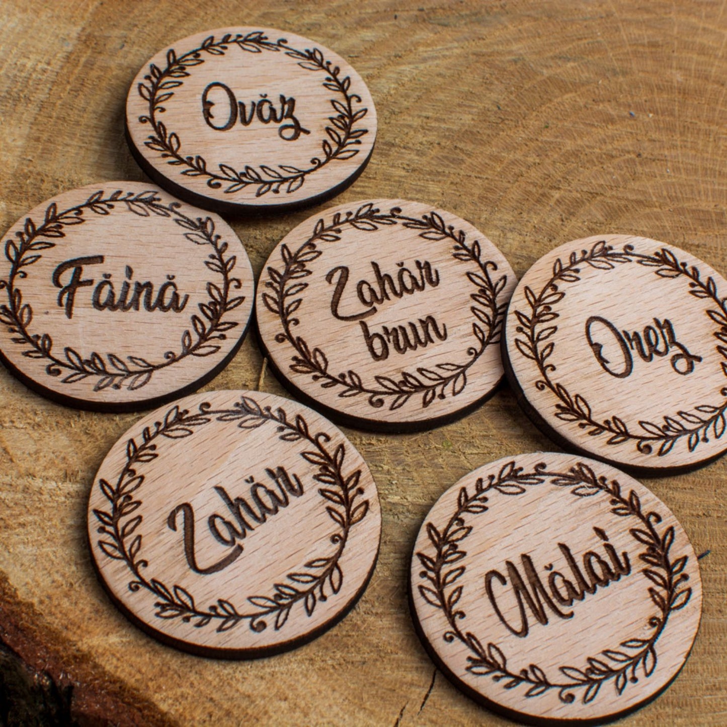 Accesoriu Organizare Personalizat HH1560 Ingrediente din lemn 5x5 cm