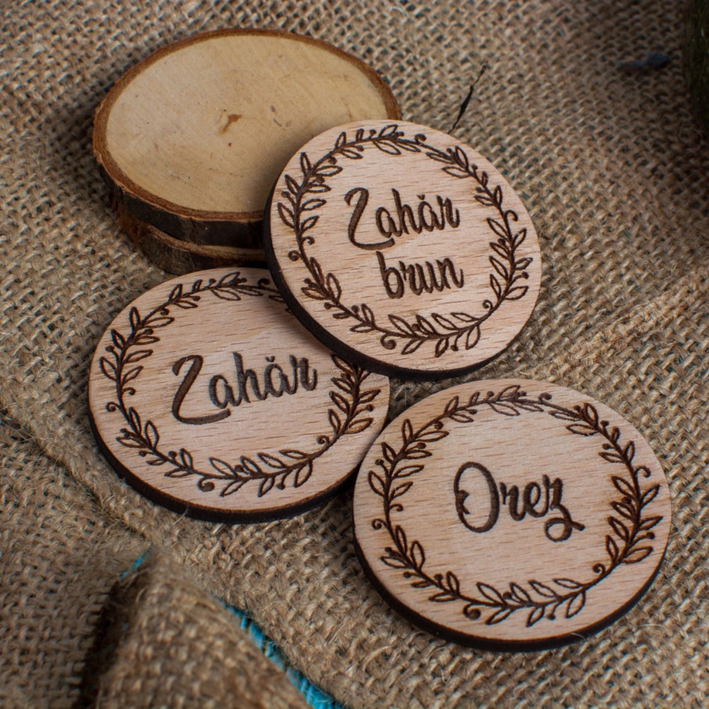 Accesoriu Organizare Personalizat HH1560 Ingrediente din lemn 5x5 cm