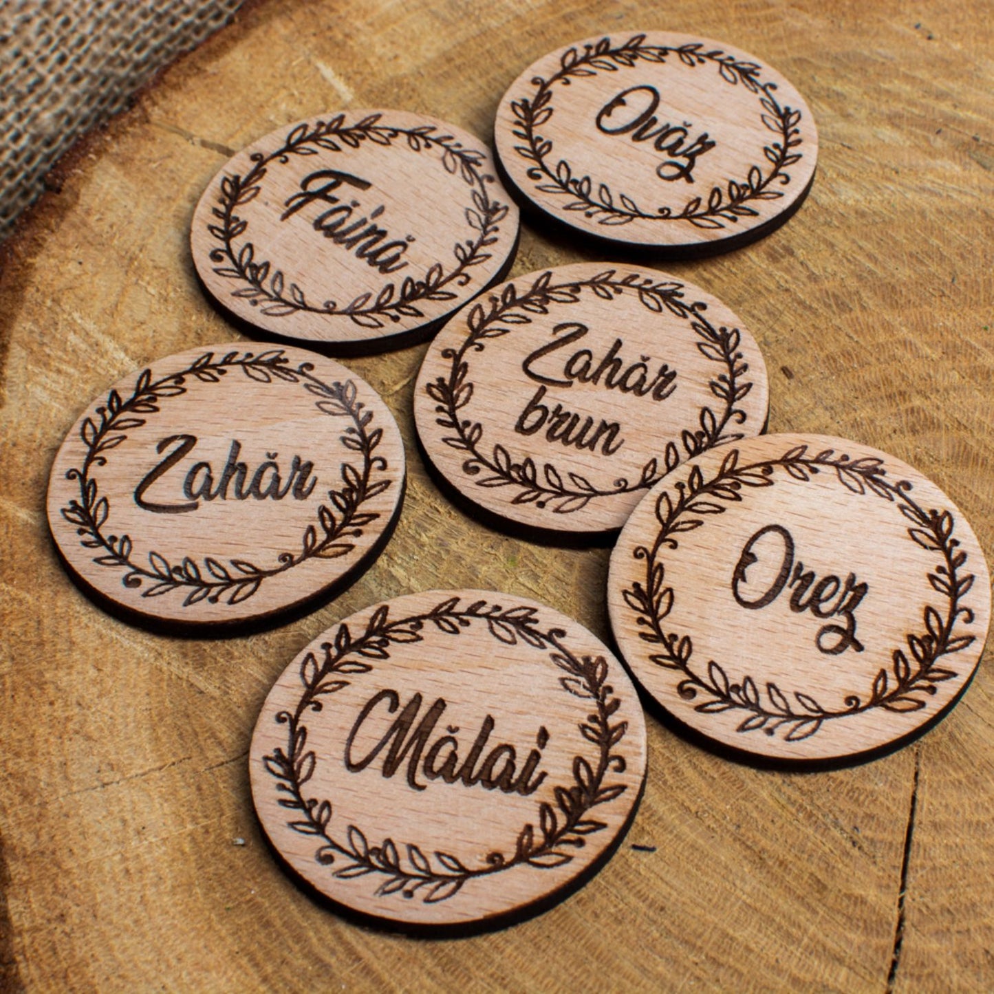 Accesoriu Organizare Personalizat HH1560 Ingrediente din lemn 5x5 cm