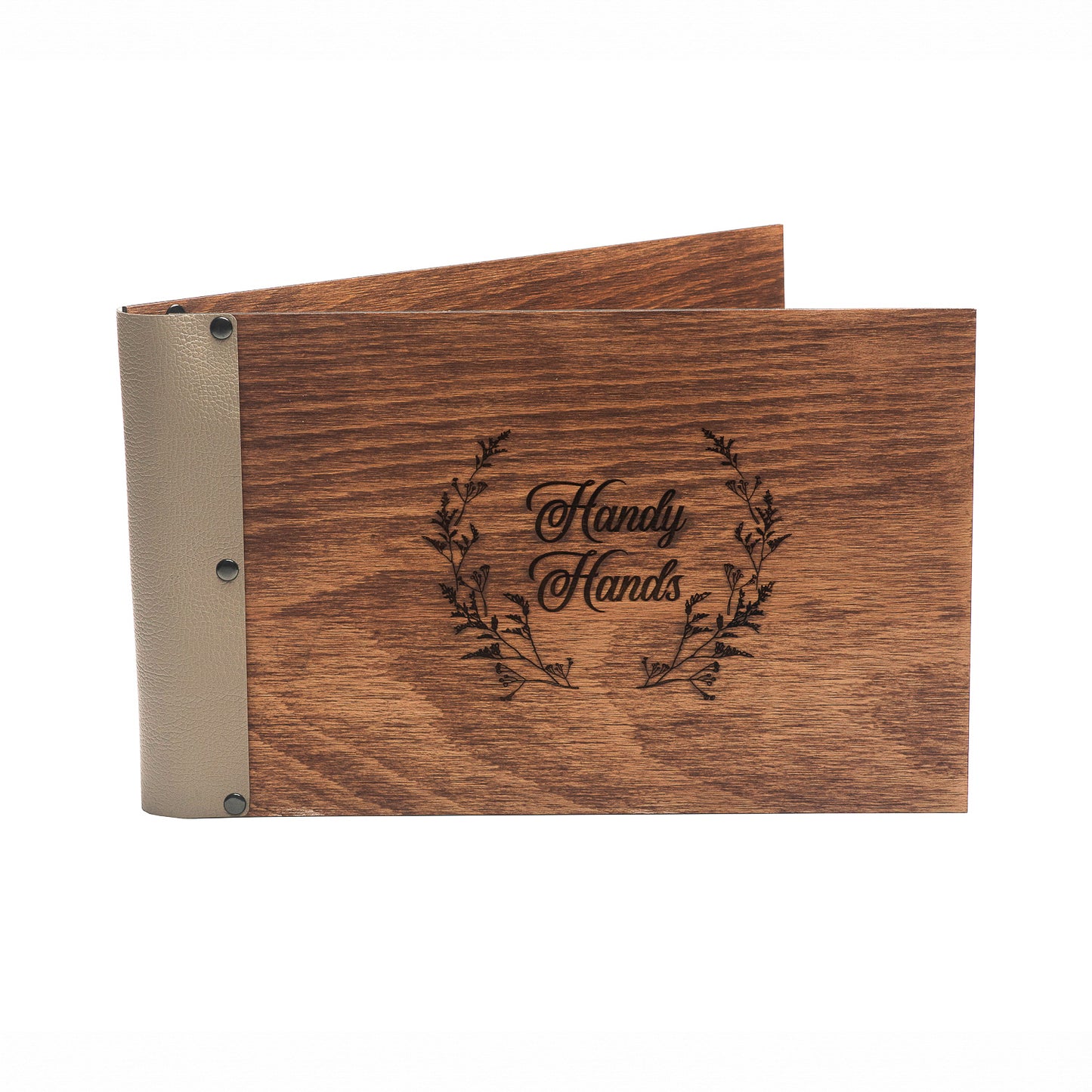 Album foto Premium GuestBook din lemn HH935 Personalizat cu margine de Piele dimensiune A4 33x21 cm