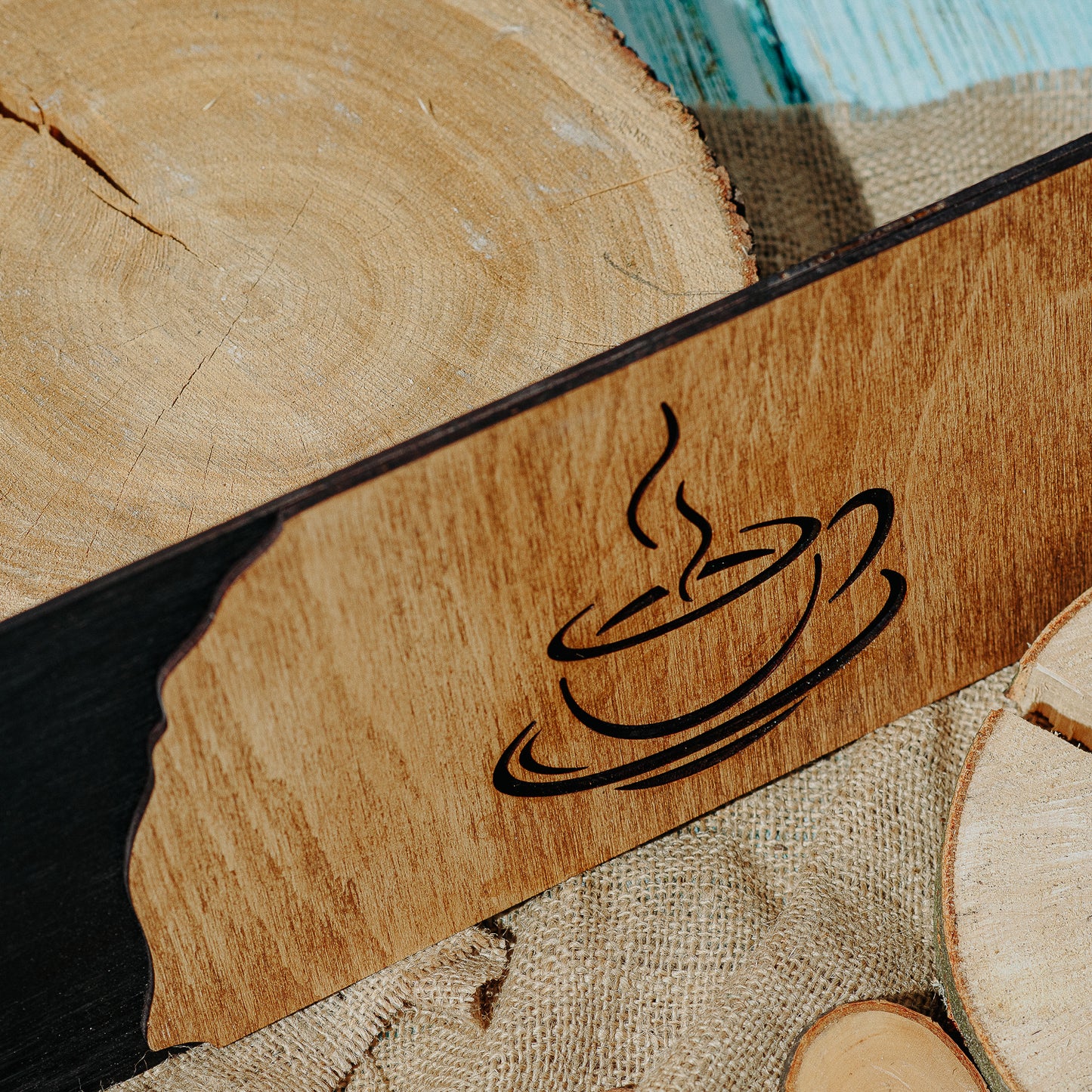 Placuta Indicator pentru Cafea din lemn HH966 Personalizat 34x15 cm