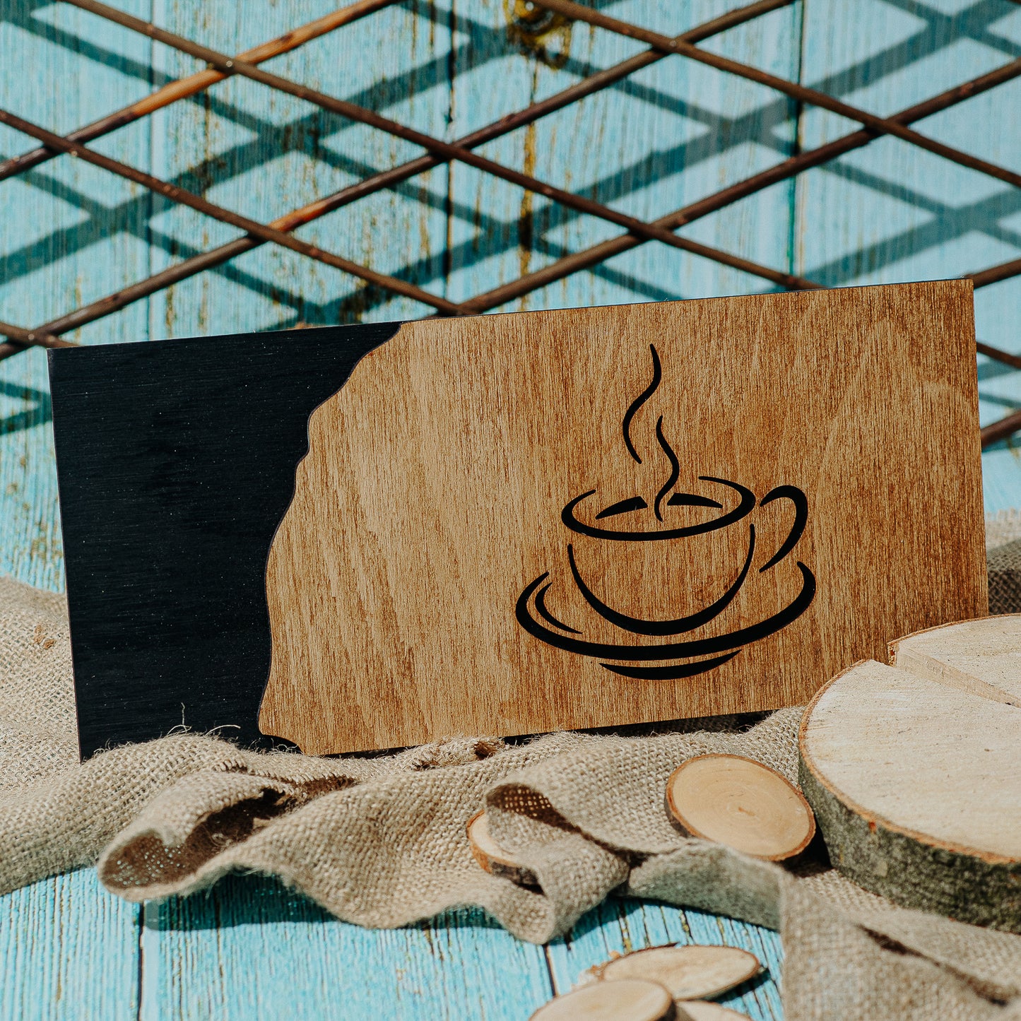 Placuta Indicator pentru Cafea din lemn HH966 Personalizat 34x15 cm