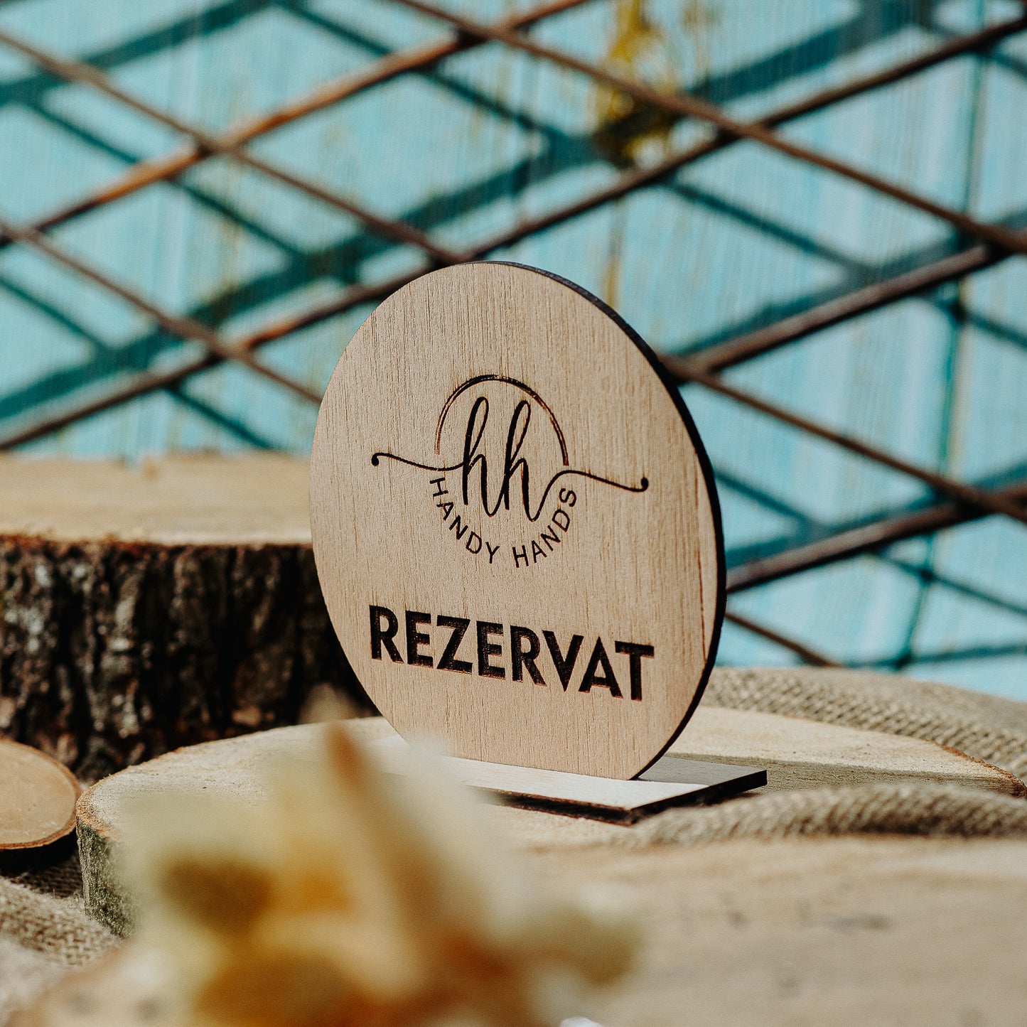 Set 10 bucati Semn de Masa cu textul Rezervat din lemn HH9688 Personalizat