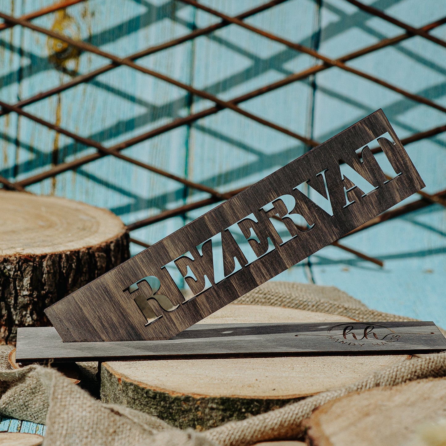 Semn de Masa cu textul Rezervat din lemn HH969 Personalizat 28.3x3 cm