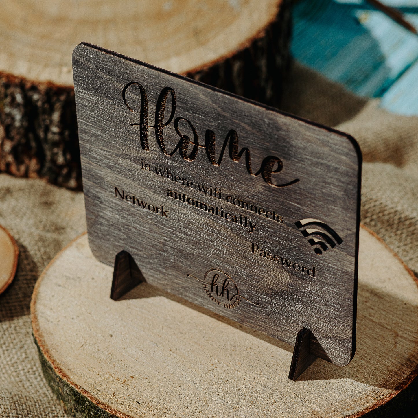 Semn de Conexiune Wifi din lemn HH980 Personalizat 16x13 cm