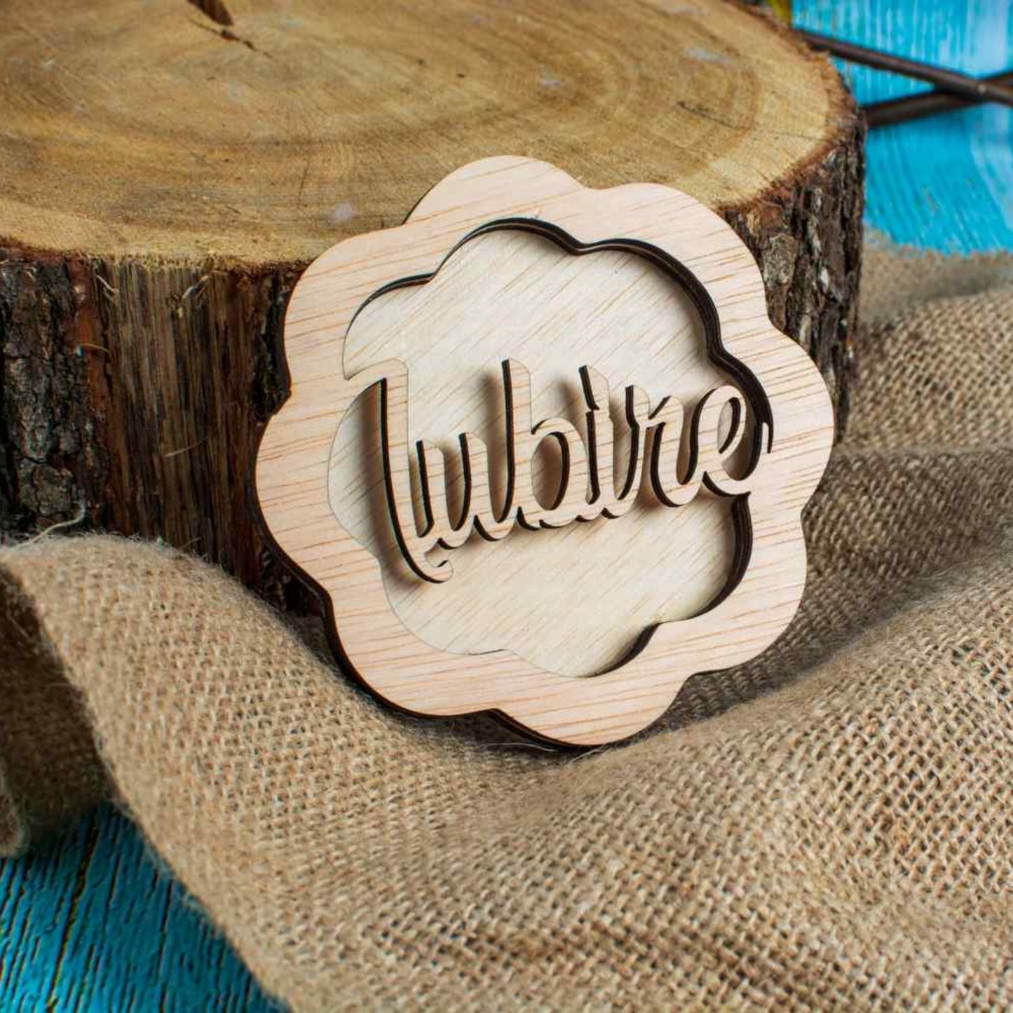 Decor Floare cu Iubire Blank HH1518 din lemn pentru Licheni