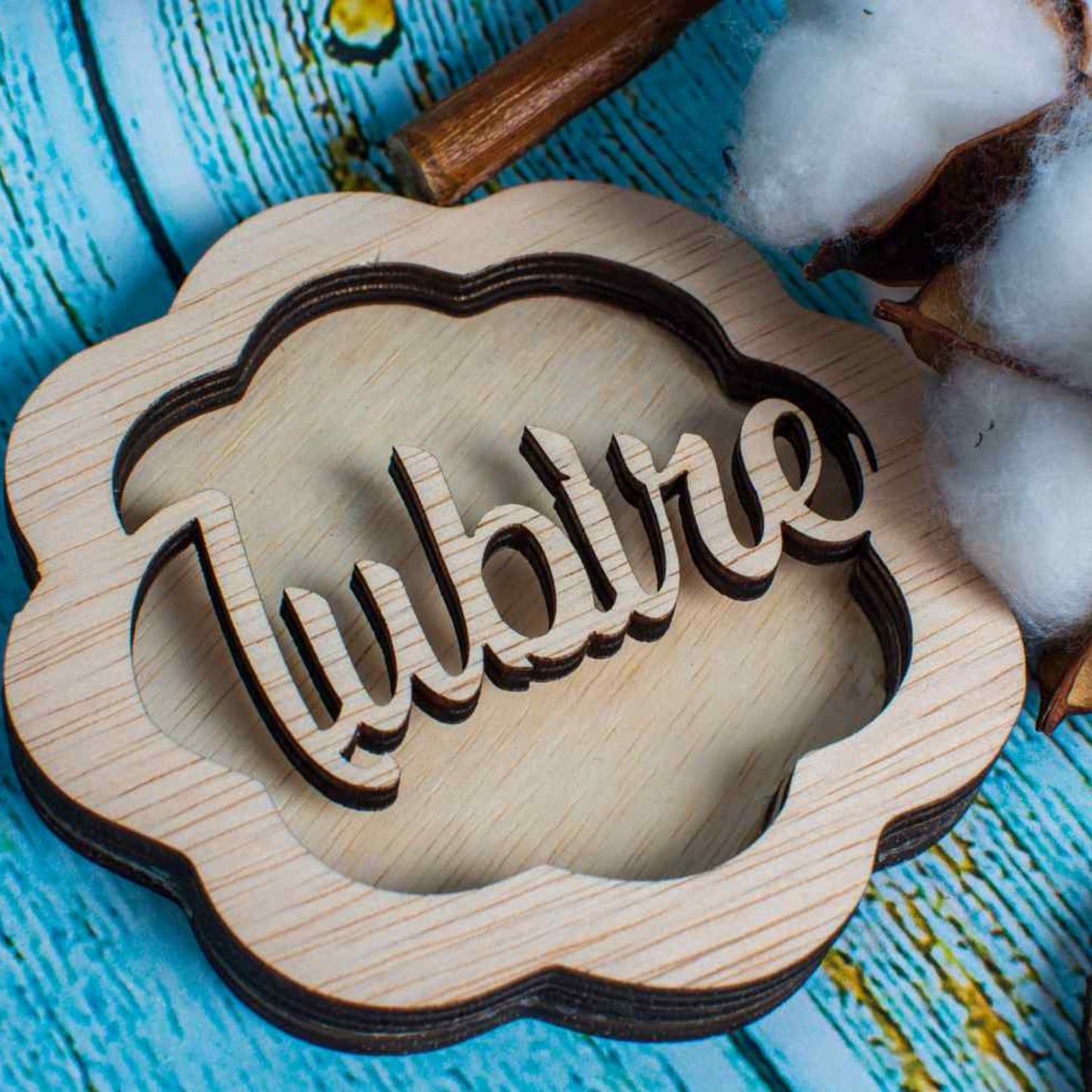 Decor Floare cu Iubire Blank HH1518 din lemn pentru Licheni