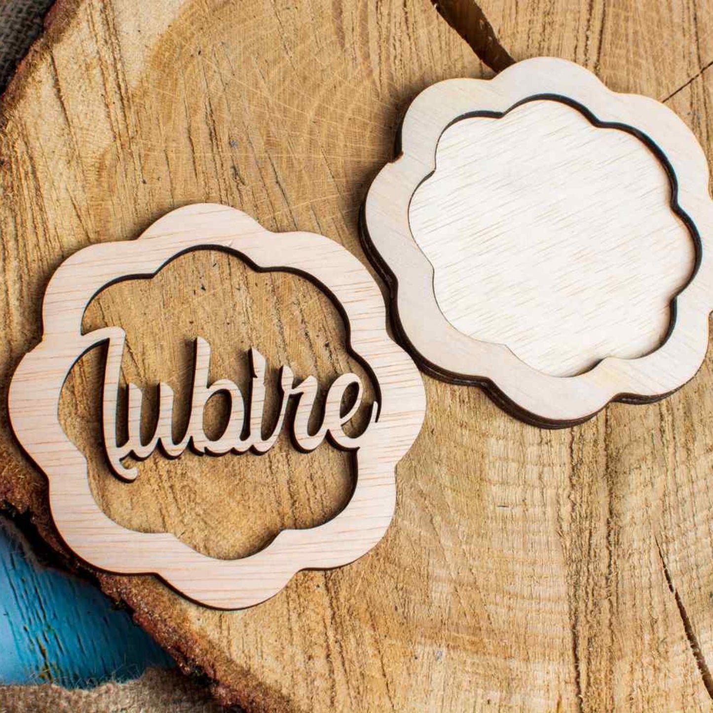 Decor Floare cu Iubire Blank HH1518 din lemn pentru Licheni