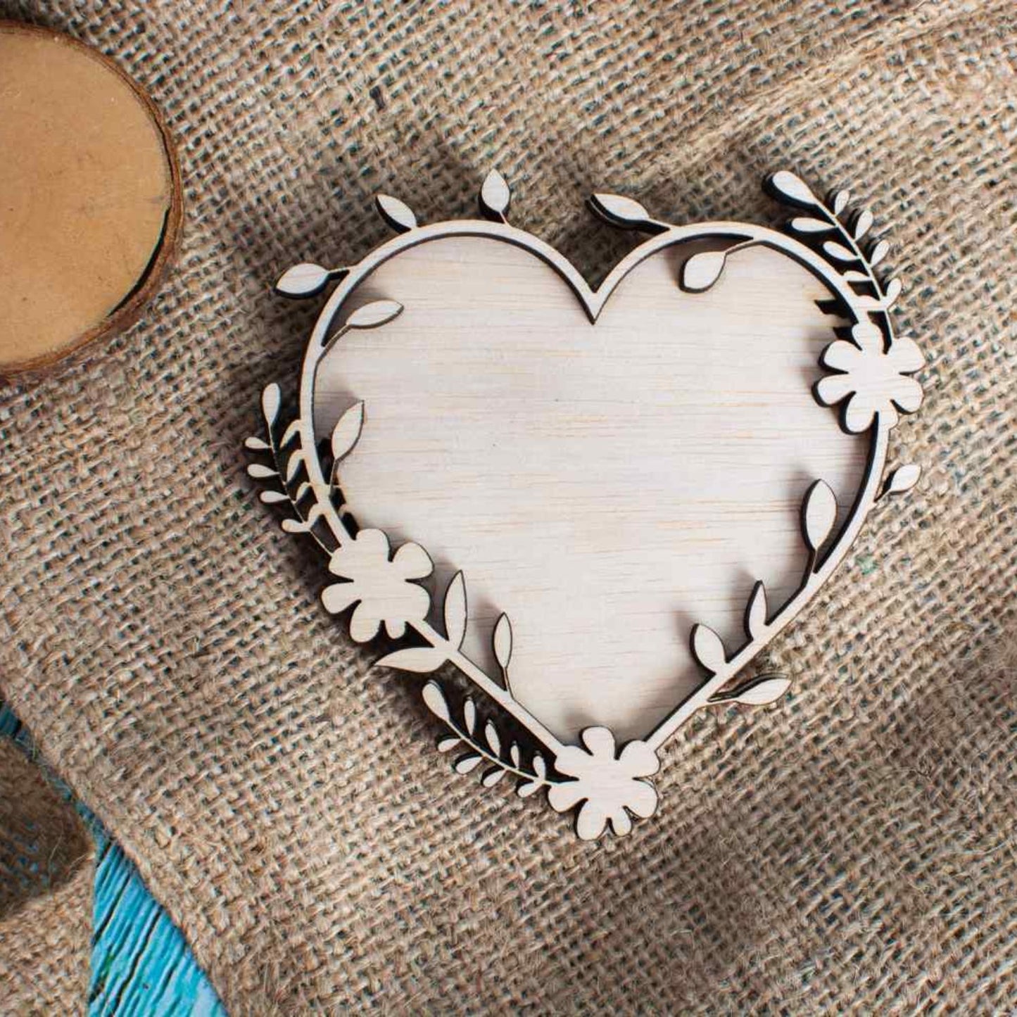 Blank Decor Inima cu Flori HH1521 din lemn pentru Licheni