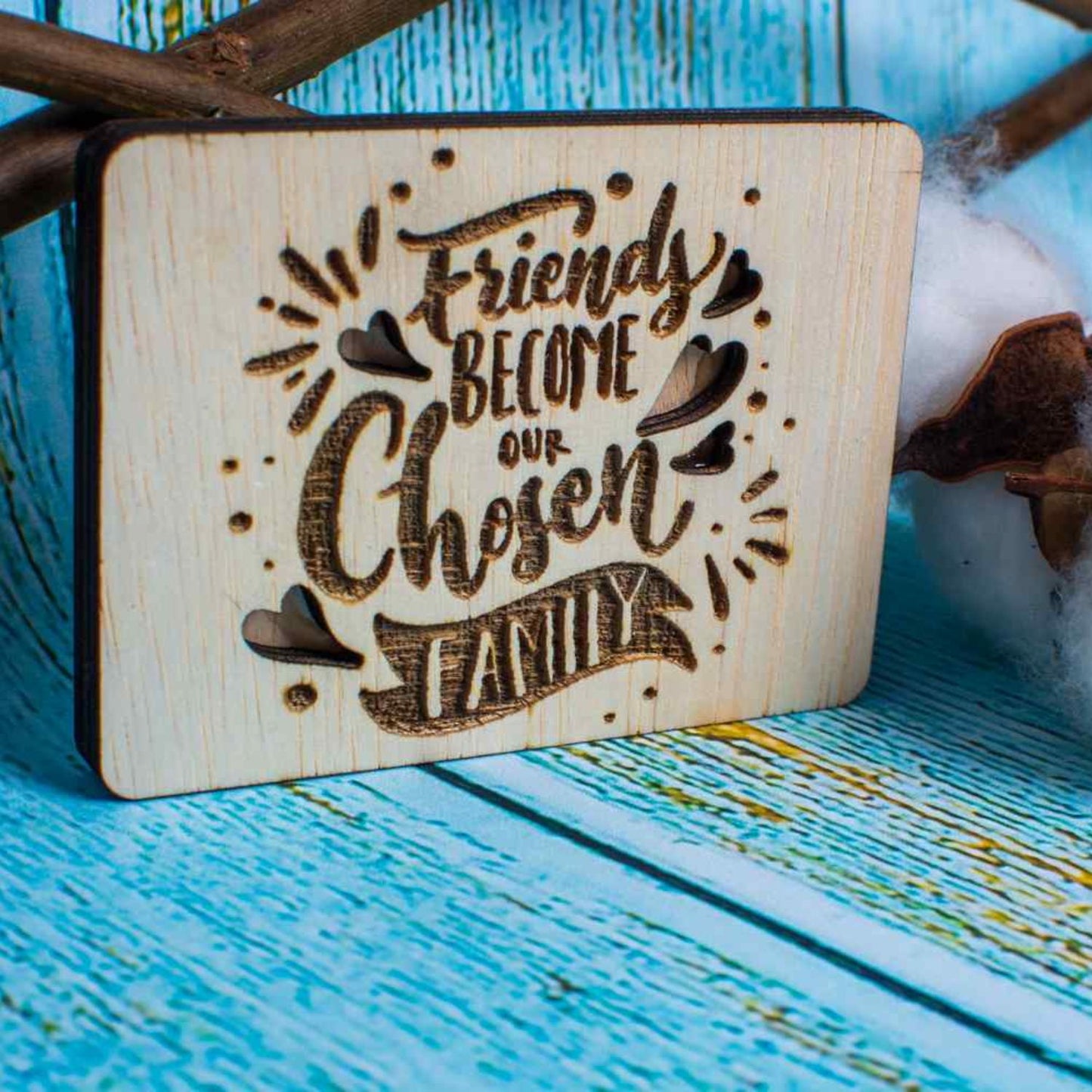 Decor Pretenii devin Familie Personalizat Blank HH1524 din lemn pentru Licheni