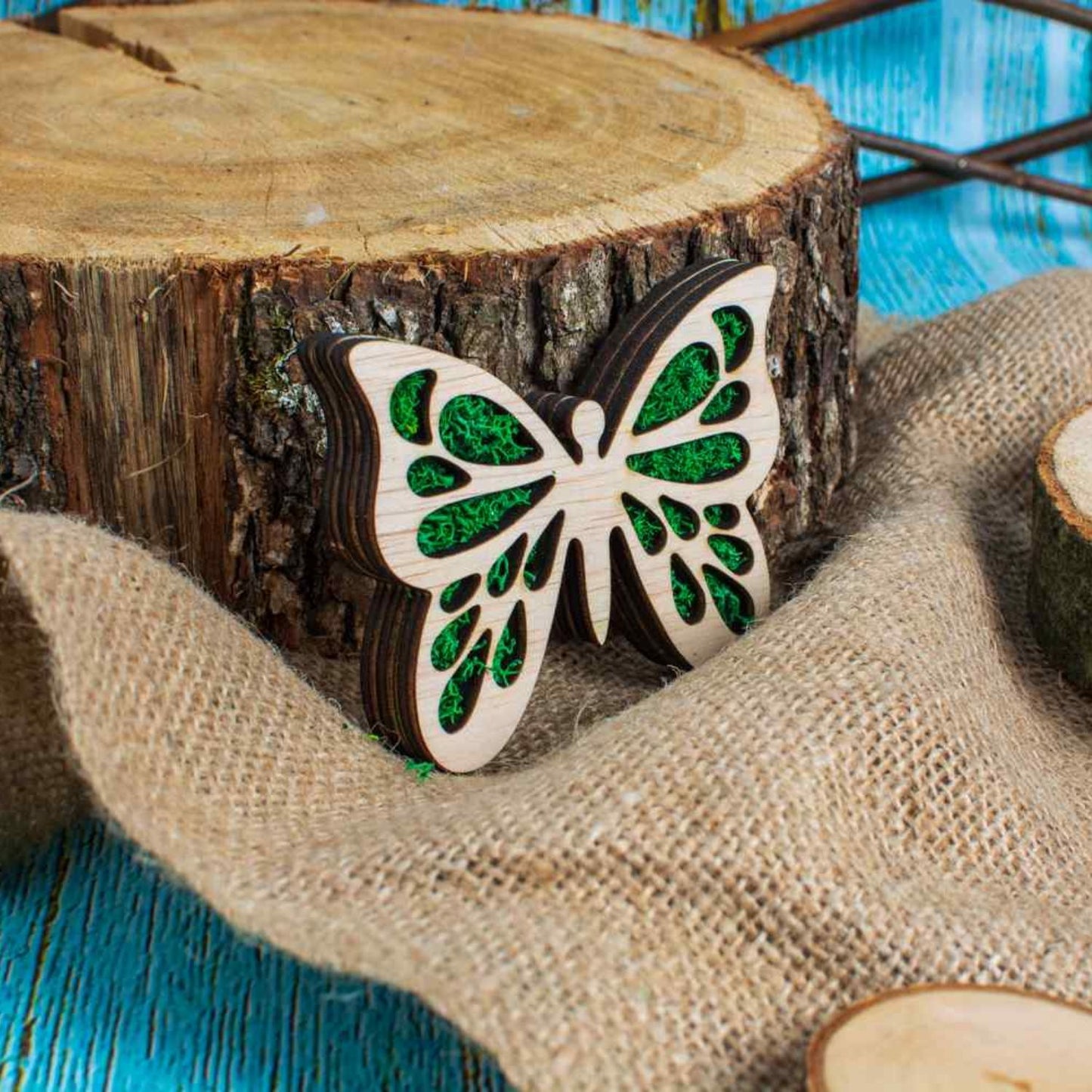 Decor Fluture HH1530 din lemn Personalizat cu Licheni