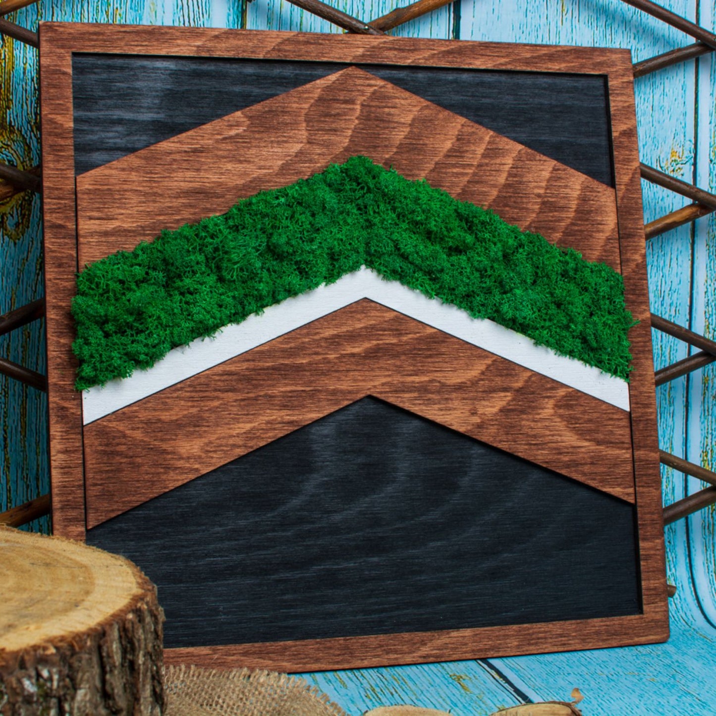 Decor de Perete Sageti HH1536 din lemn Personalizat cu Licheni 30x30 cm