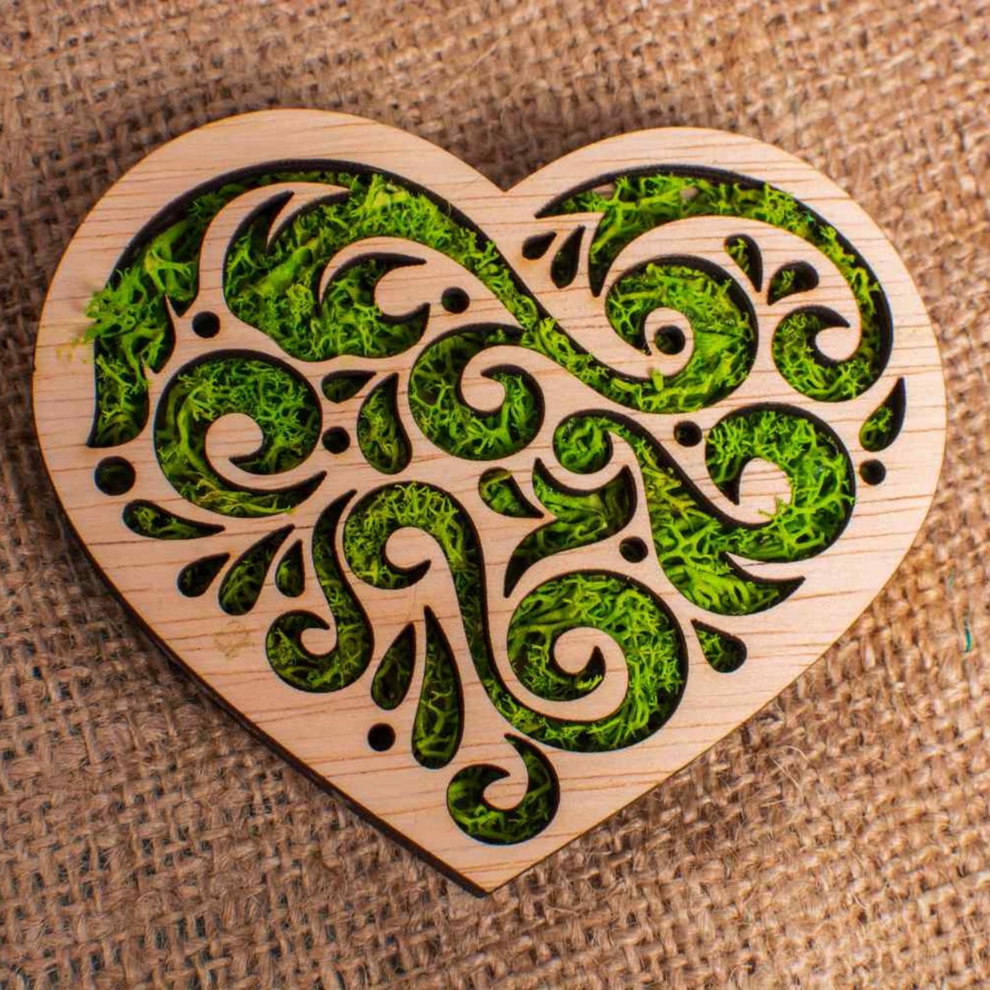 Decor Inima HH1542 din lemn Personalizat cu Licheni