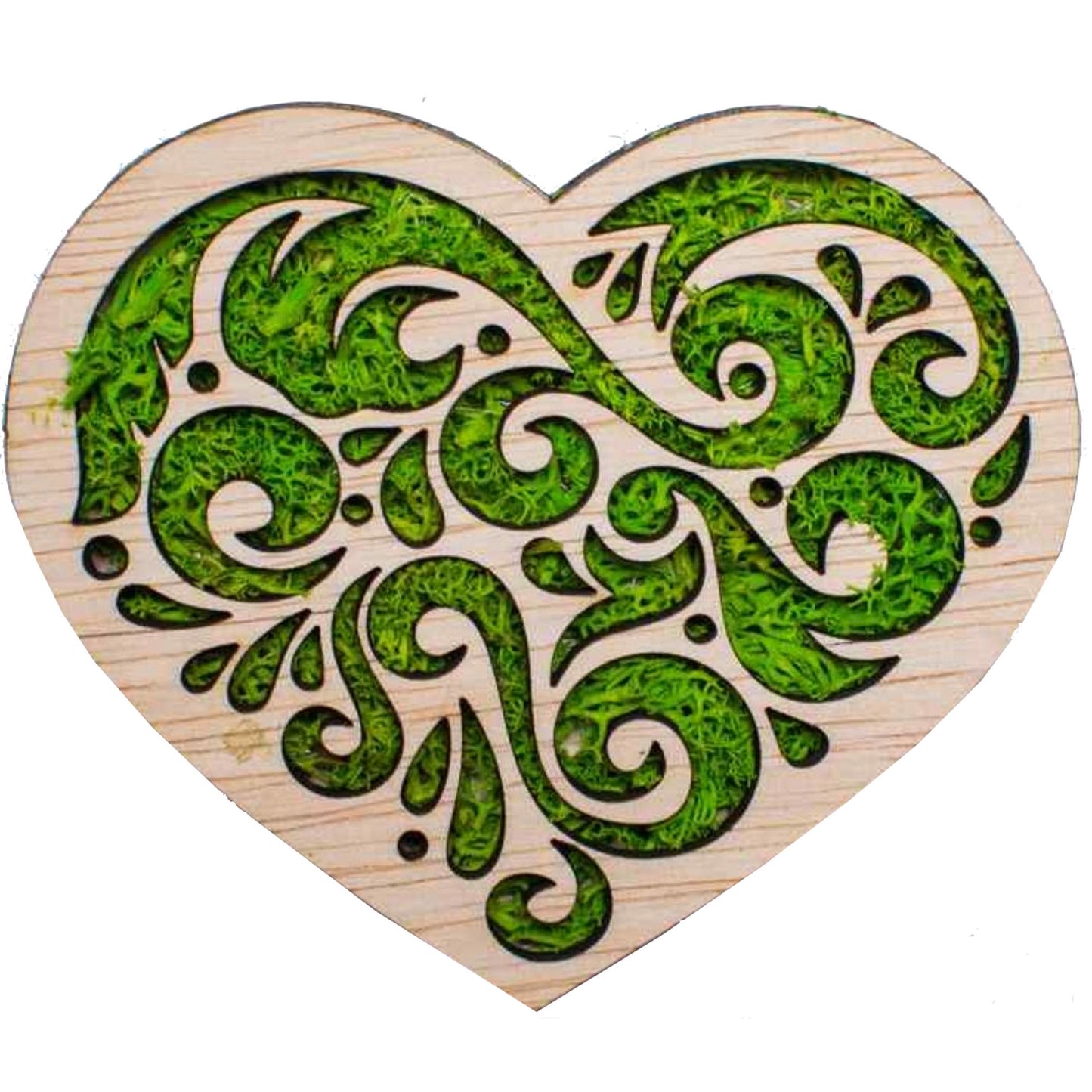 Decor Inima HH1542 din lemn Personalizat cu Licheni