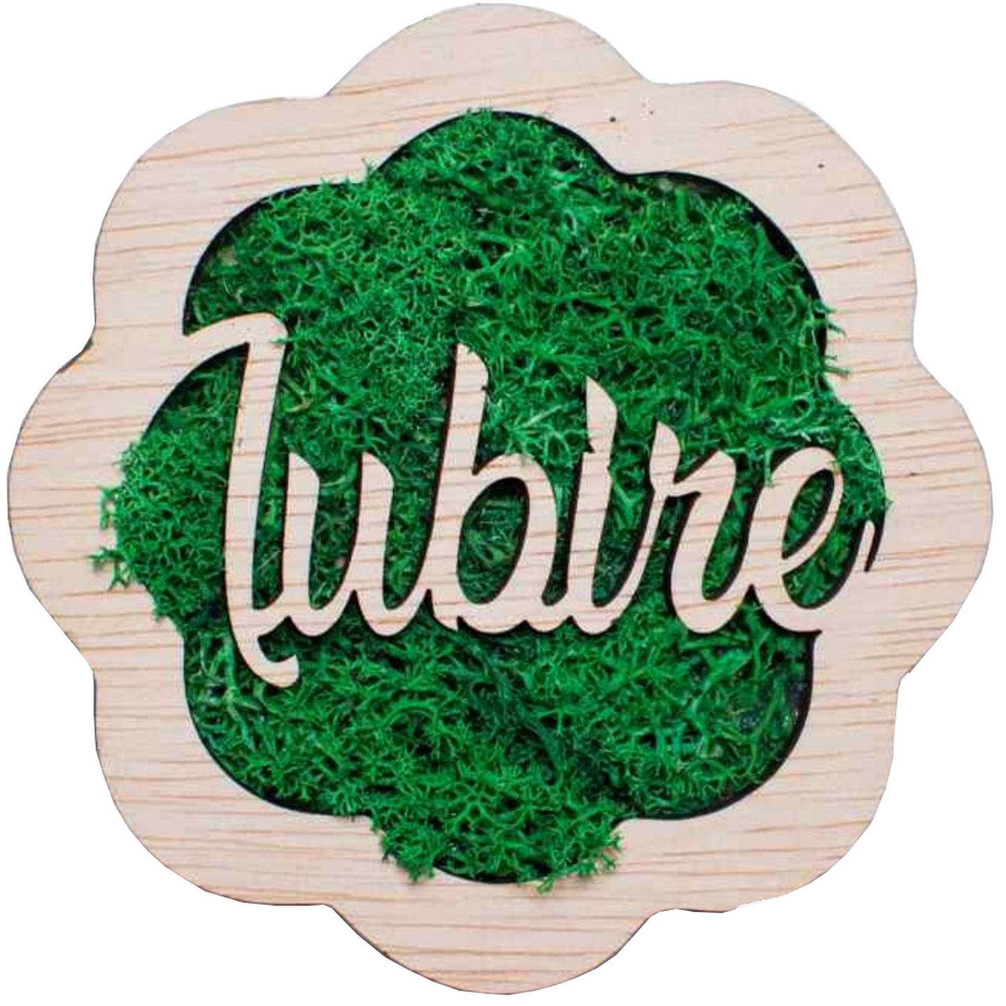 Decor Floare cu Iubire HH1546 din lemn Personalizat cu Licheni