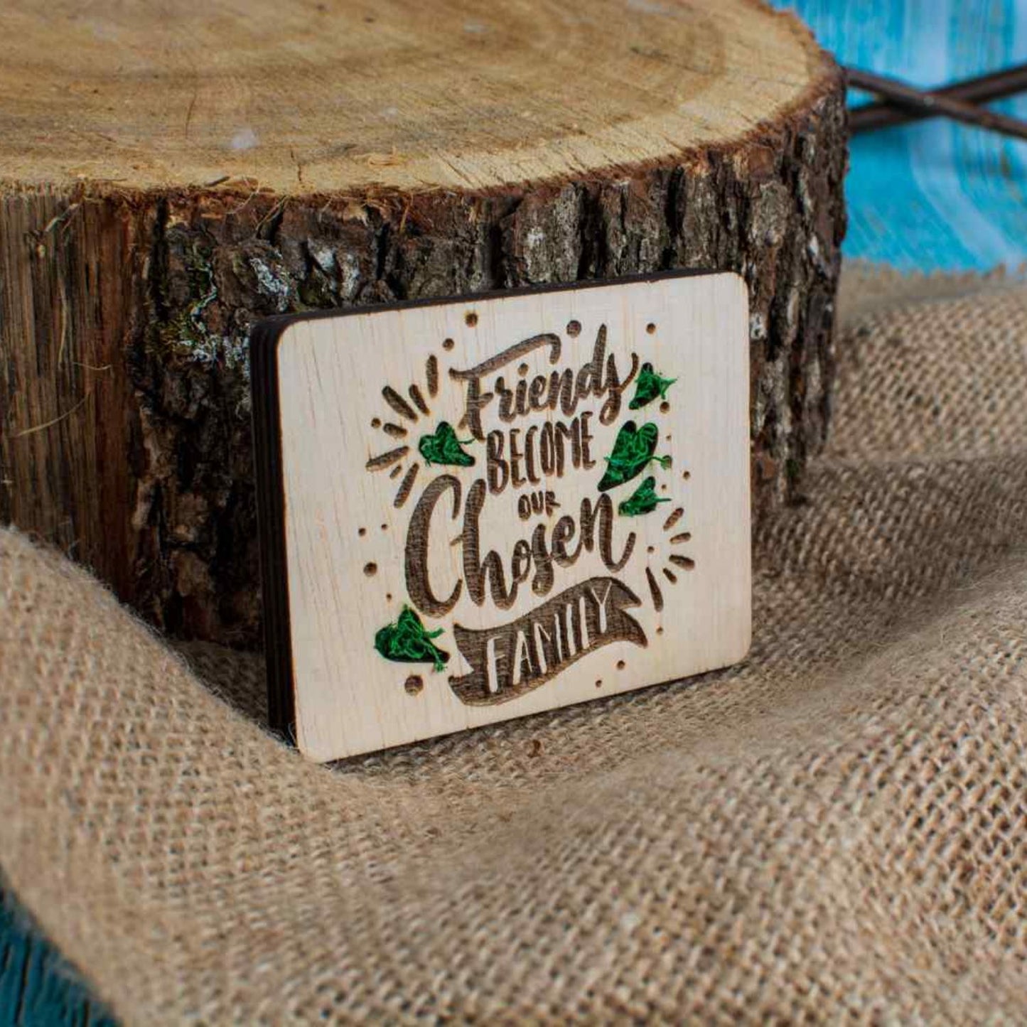 Decor Pretenii devin Familie Personalizat HH1547 din lemn Personalizat cu Licheni