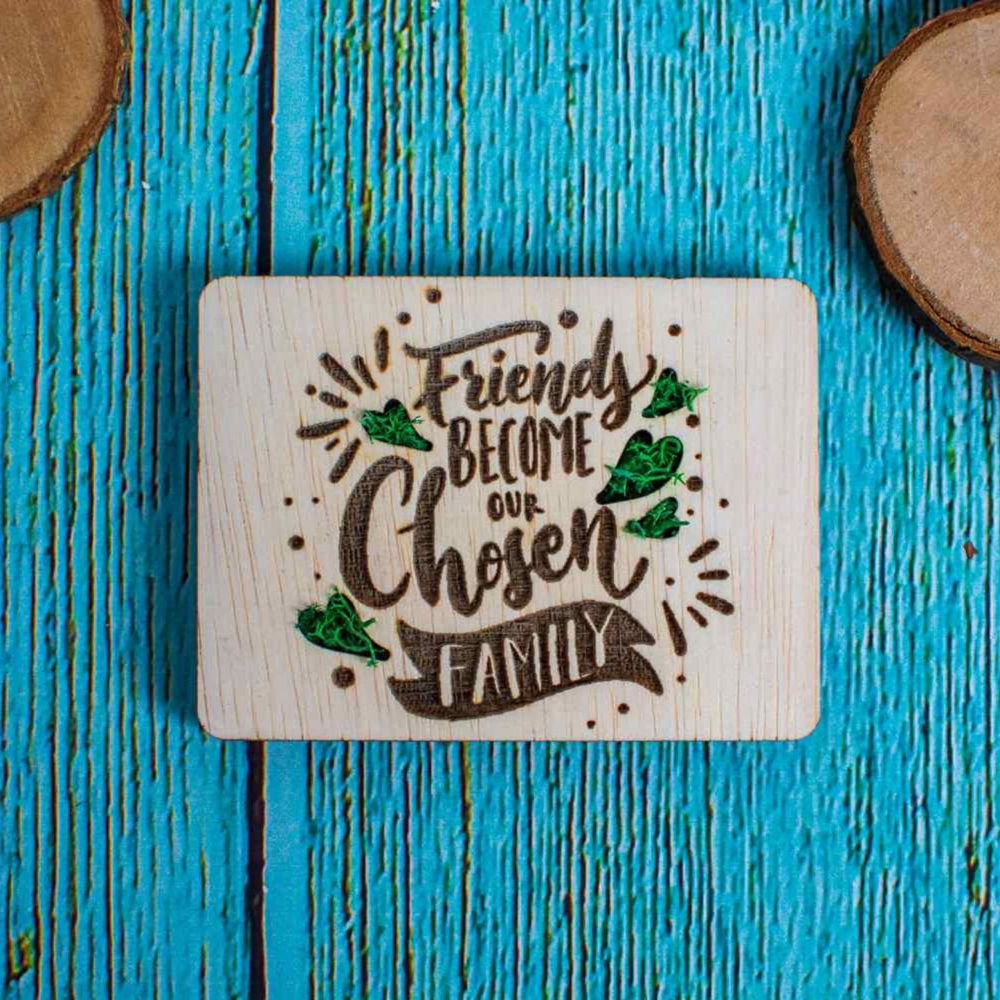 Decor Pretenii devin Familie Personalizat HH1547 din lemn Personalizat cu Licheni