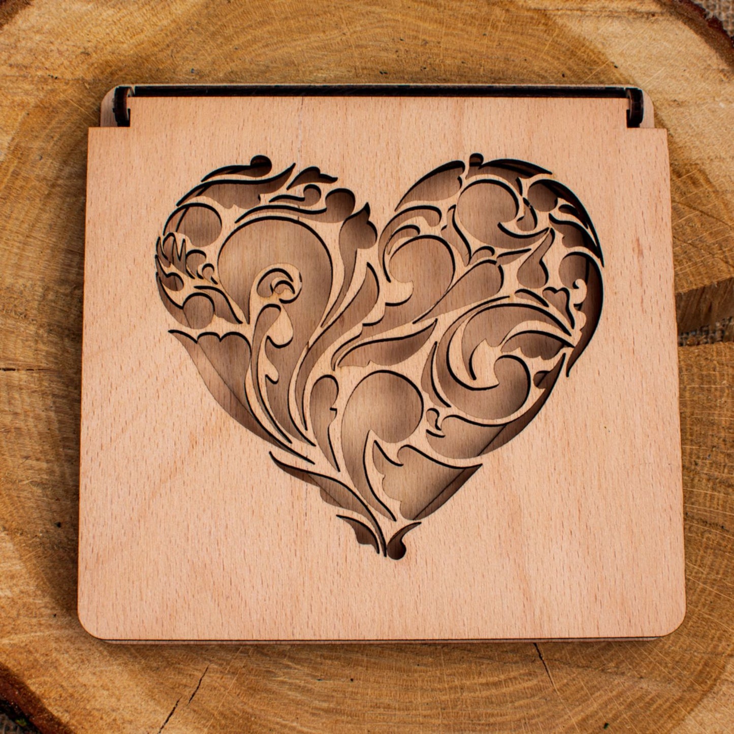 Cutie Verighete Personalizata HH1565 din Lemn 15x15 cm