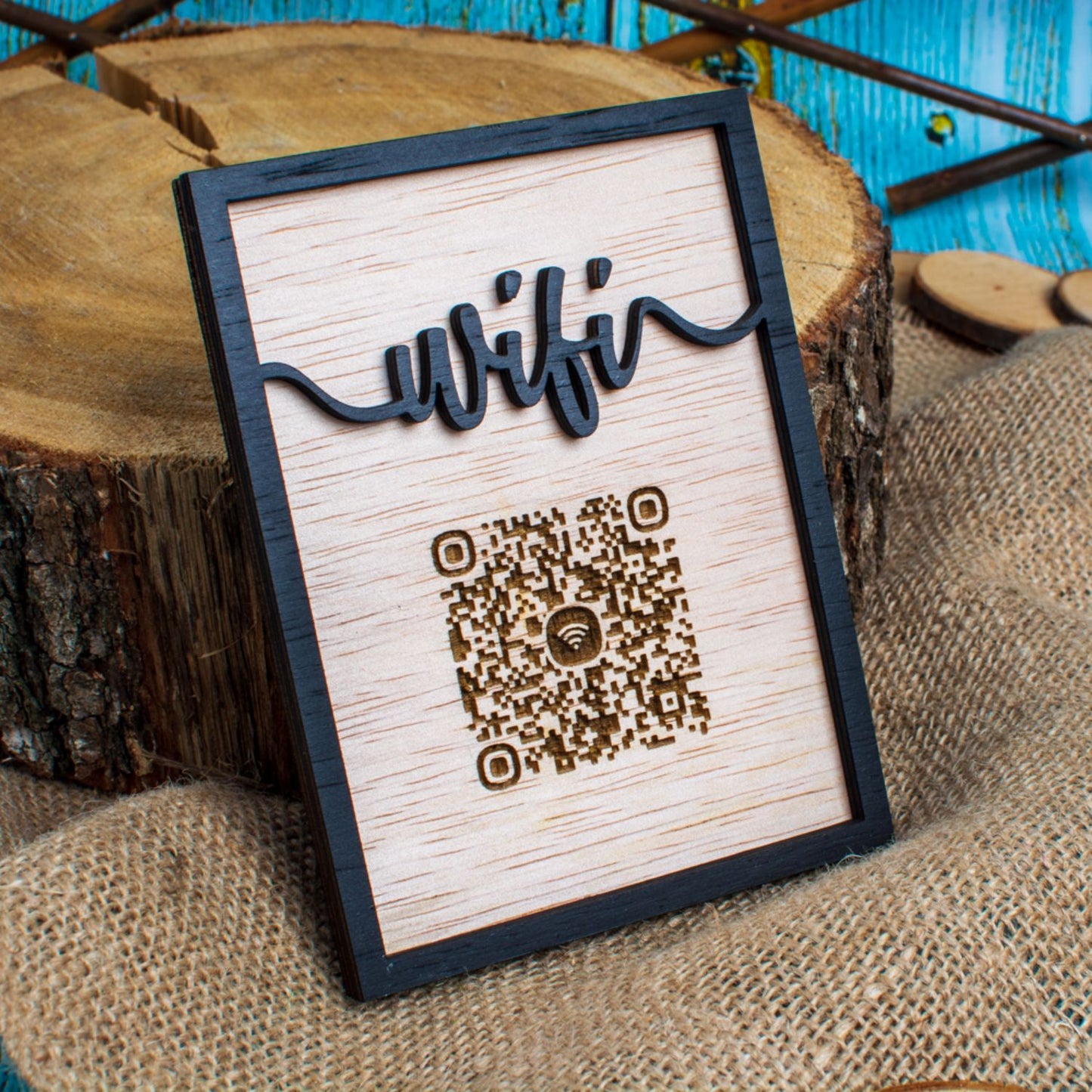 Semn de Conexiune Wifi din lemn HH1561 Personalizat 10x13 cm