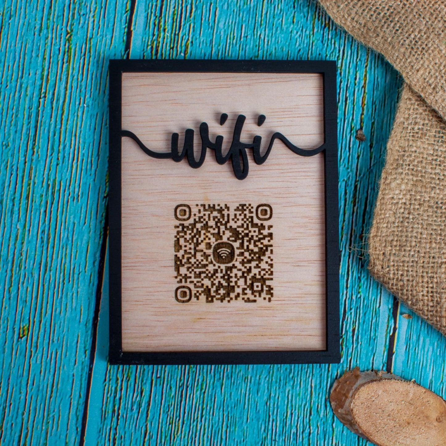 Semn de Conexiune Wifi din lemn HH1561 Personalizat 10x13 cm