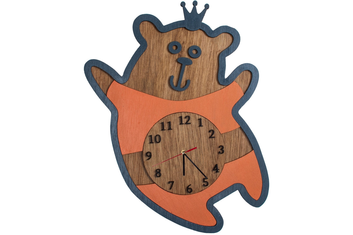 Ceas Personalizabil de lemn decorativ Ursuletul Vesel