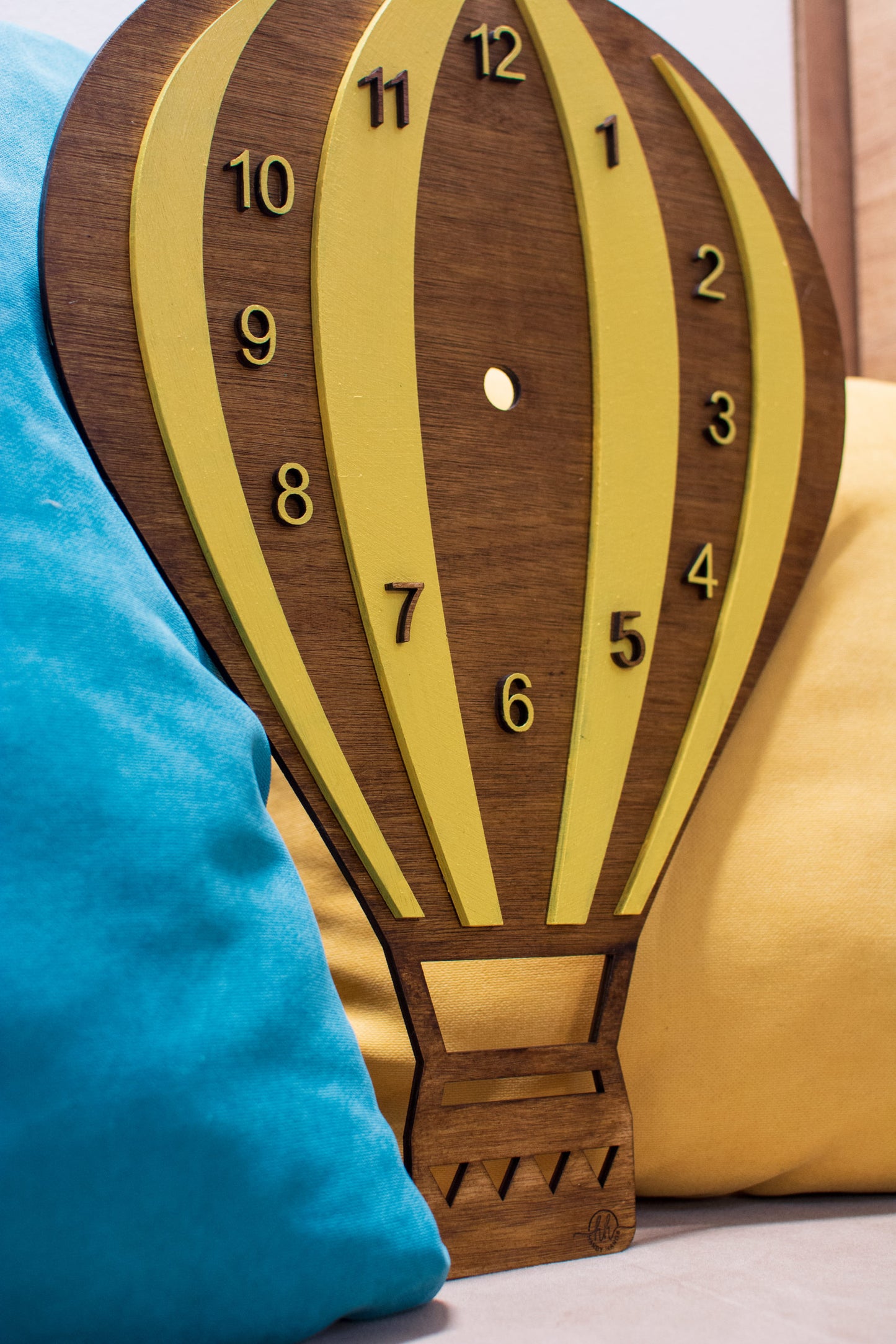 Ceas Personalizabil de lemn decorativ, HH14, balon cu aer cald