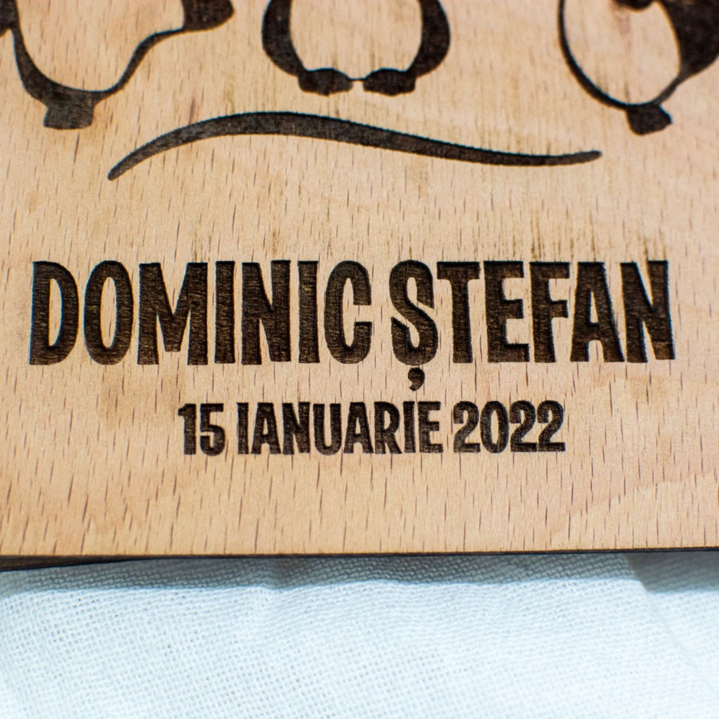 Album Foto Personalizat din lemn model Pinguini de Botez GuestBook HH1553 30x21 cm