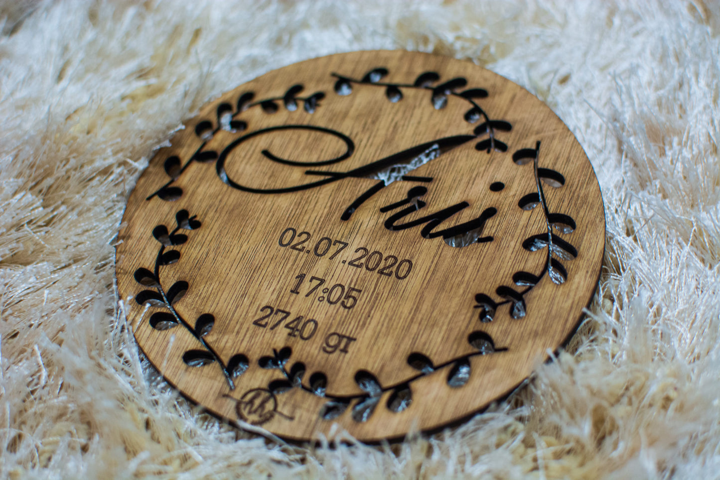 Decor Personalizabil, HandyHands, cu Detaliile Nasterii personalizat din lemn