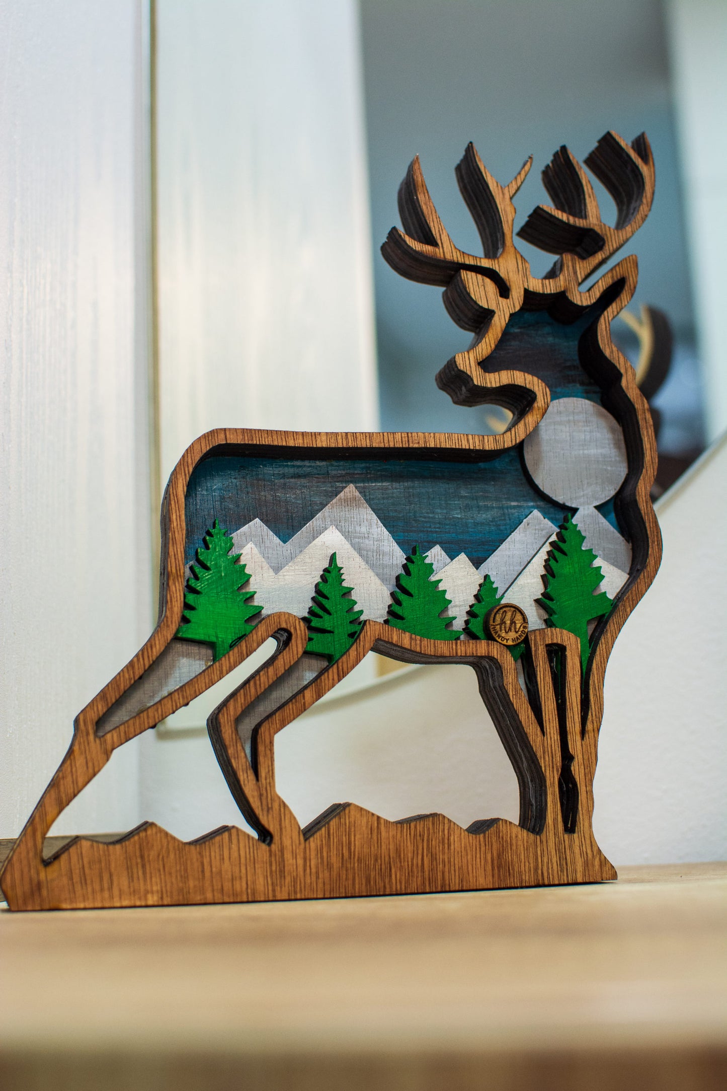 Decor Personalizabil HandyHands din lemn mai multe straturi cerb